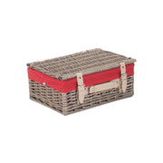 14 Inch Antique Wash Willow Hamper with Red Lining - REGN