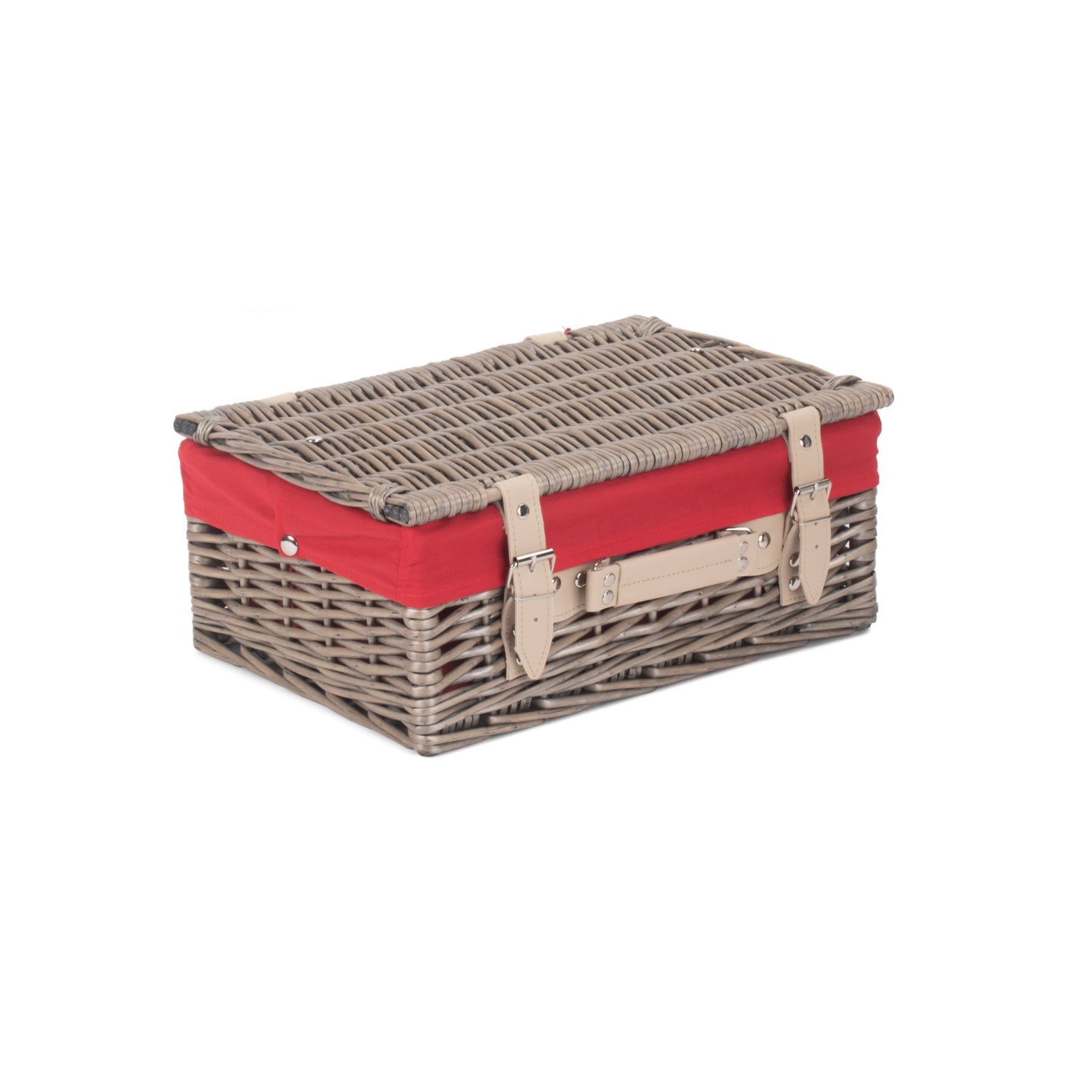 14 Inch Antique Wash Willow Hamper with Red Lining - REGN