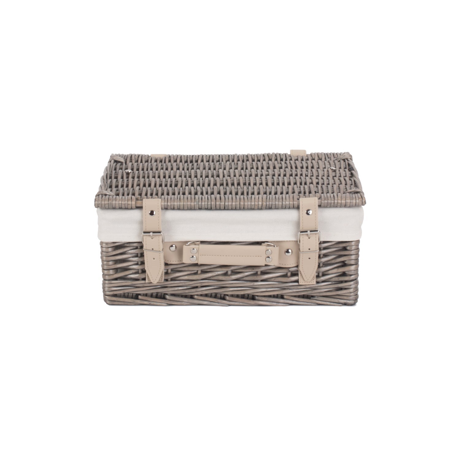 14 Inch Antique Wash Willow Hamper with White Lining - REGN