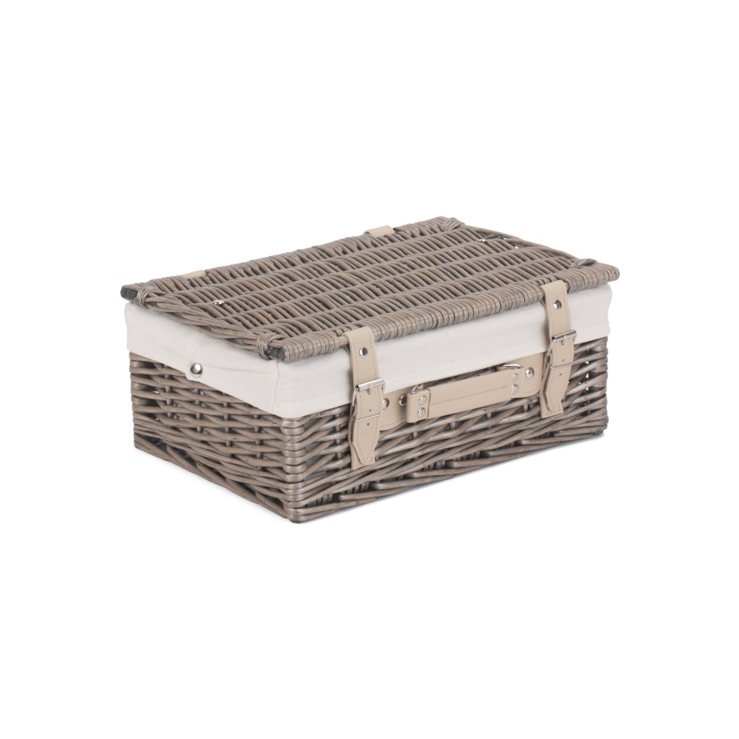 14 Inch Antique Wash Willow Hamper with White Lining - REGN