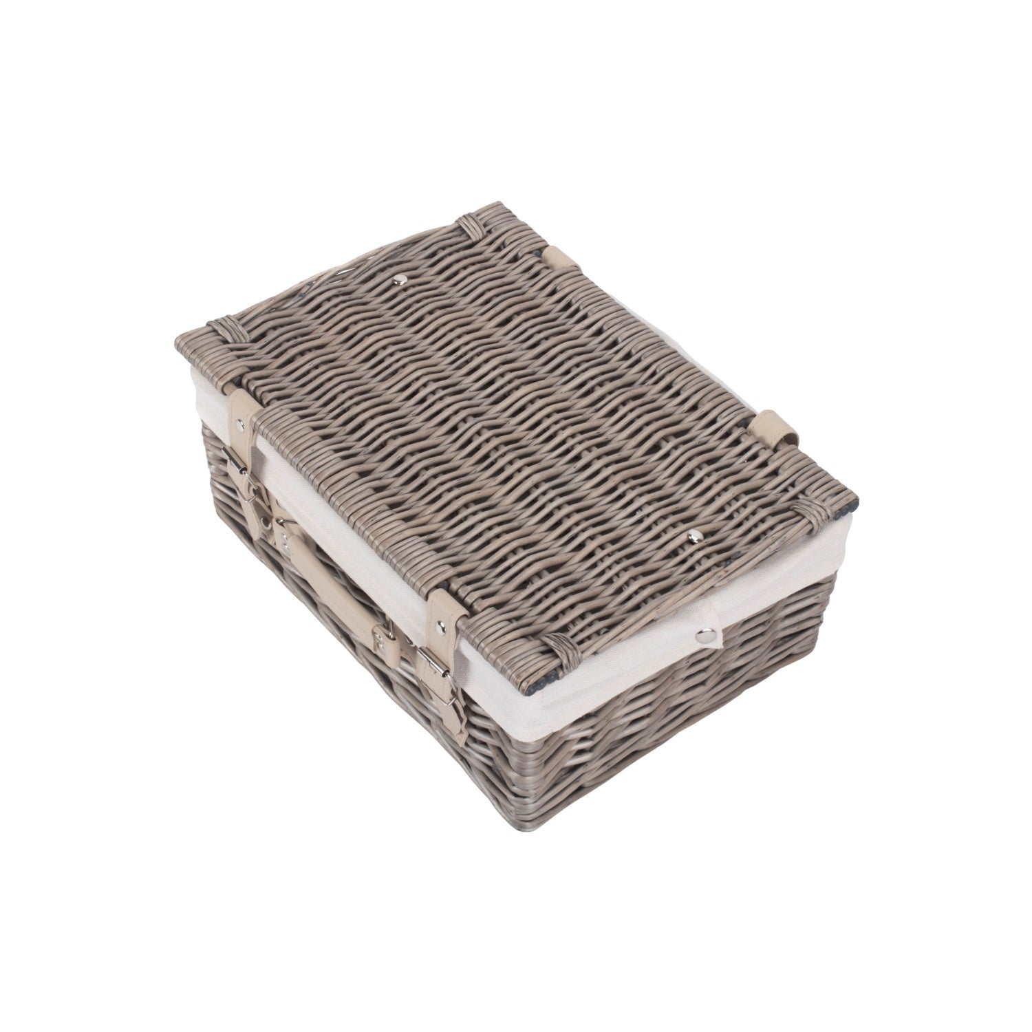 14 Inch Antique Wash Willow Hamper with White Lining - REGN