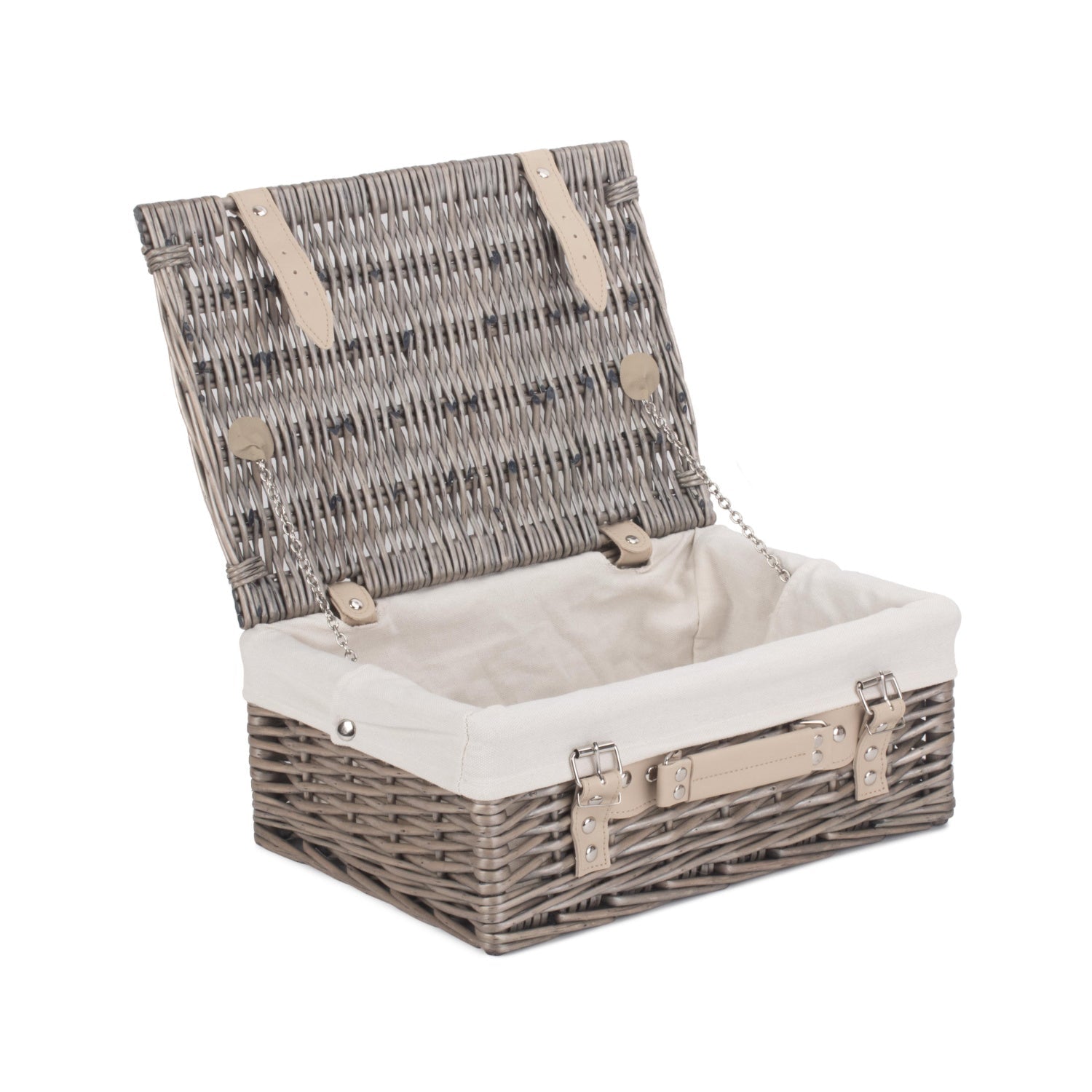 14 Inch Antique Wash Willow Hamper with White Lining - REGN