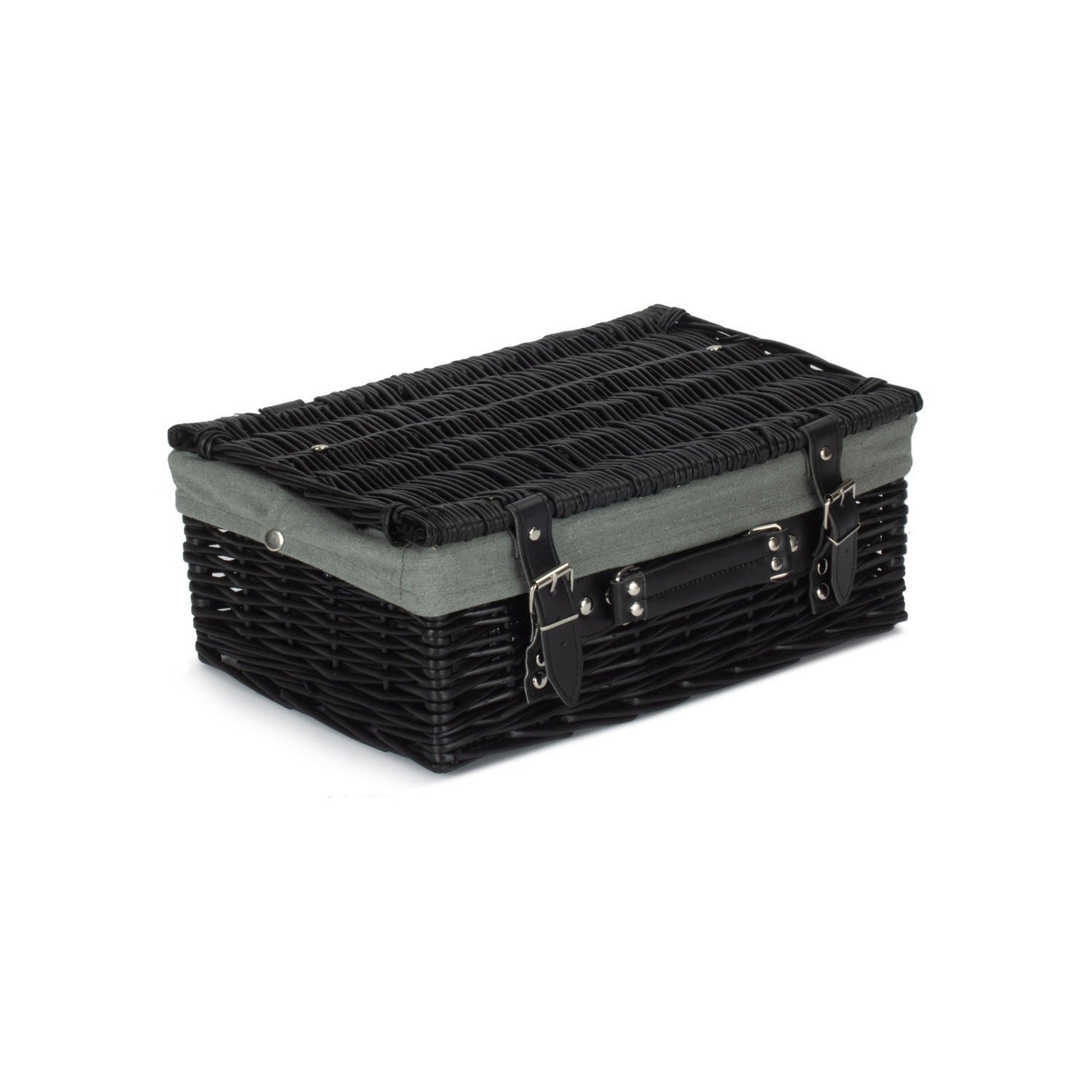 14 Inch Black Willow Hamper with Grey Sage Lining - REGN