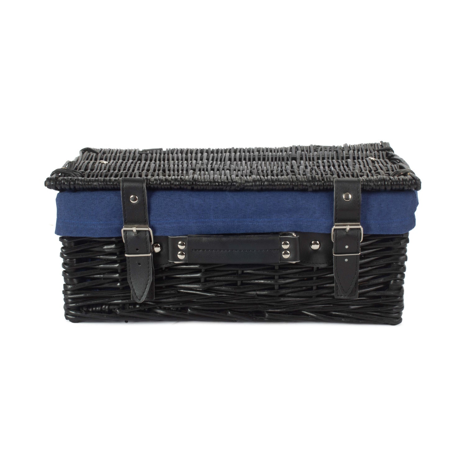 14 Inch Black Willow Hamper with Navy Blue Lining - REGN
