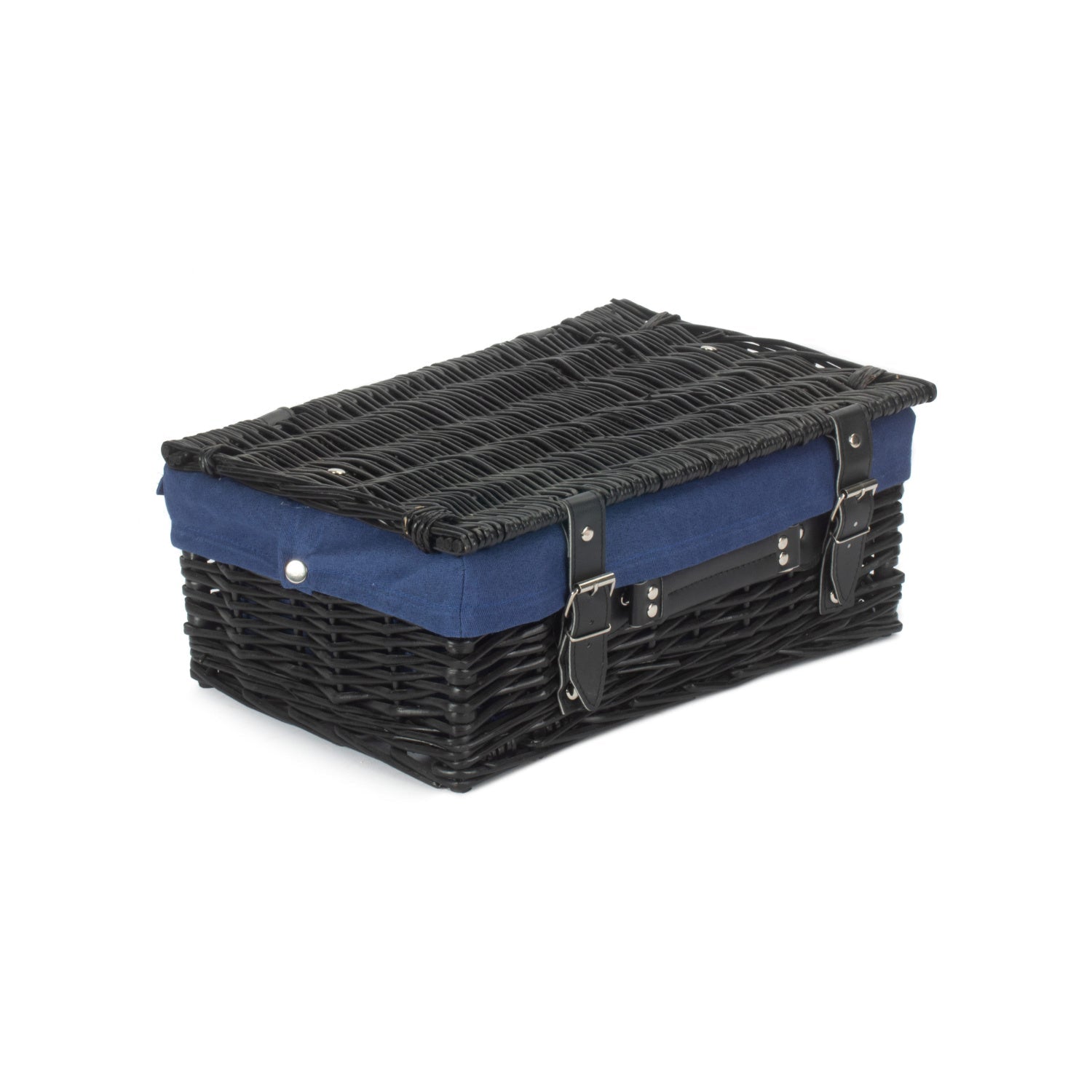 14 Inch Black Willow Hamper with Navy Blue Lining - REGN