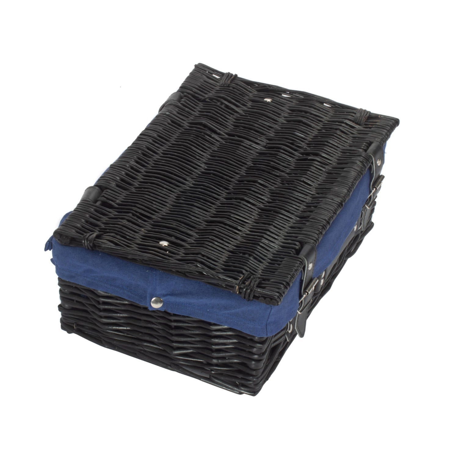 14 Inch Black Willow Hamper with Navy Blue Lining - REGN
