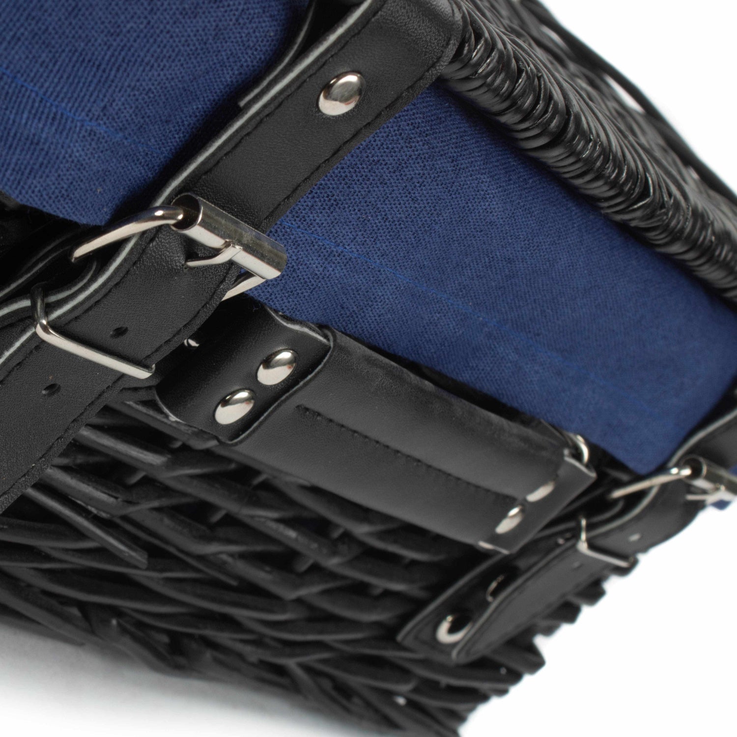 14 Inch Black Willow Hamper with Navy Blue Lining - REGN