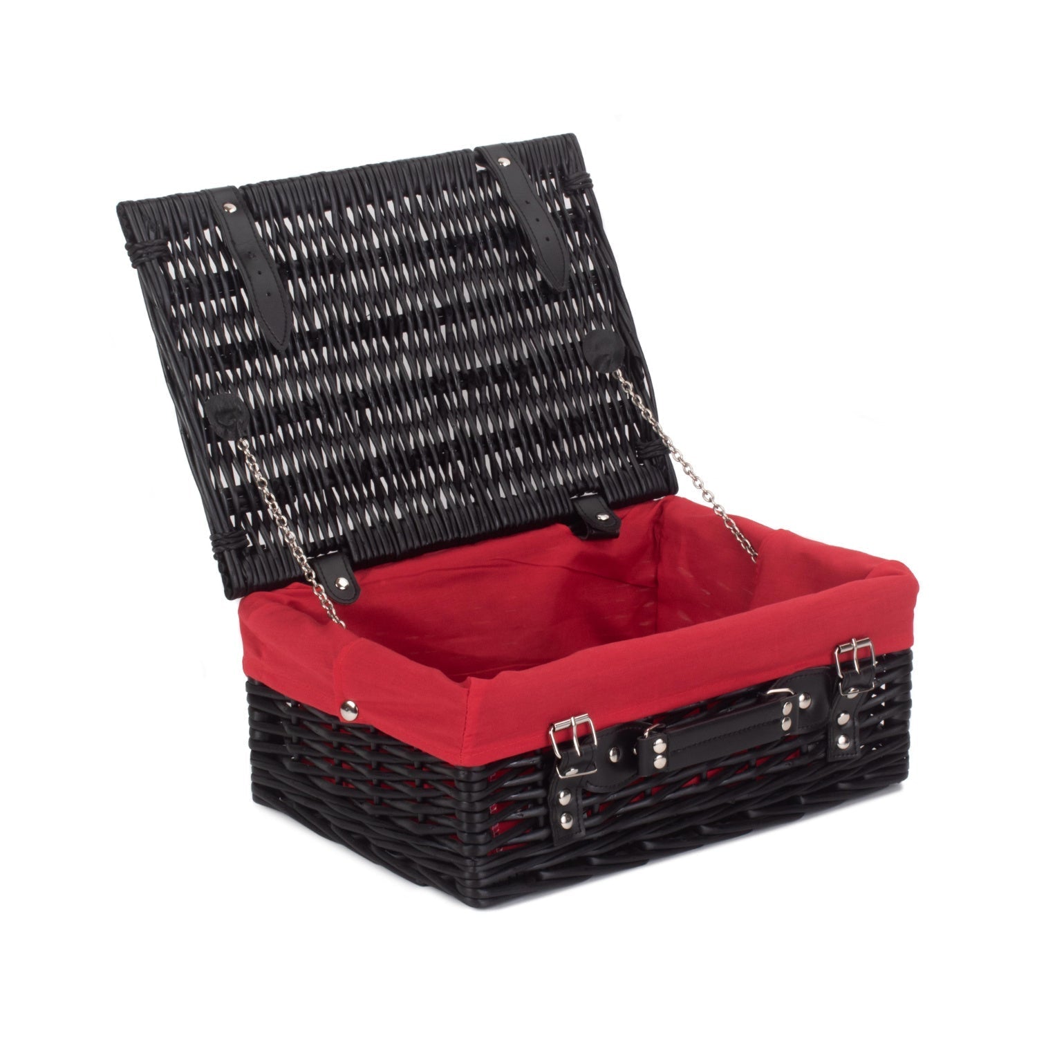 14 Inch Black Willow Hamper with Red Lining - REGN