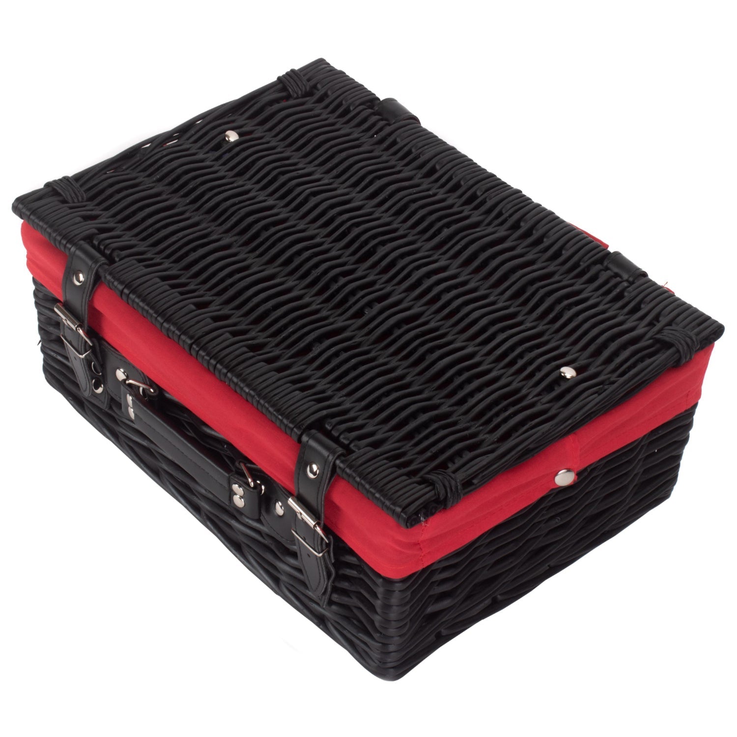 14 Inch Black Willow Hamper with Red Lining - REGN