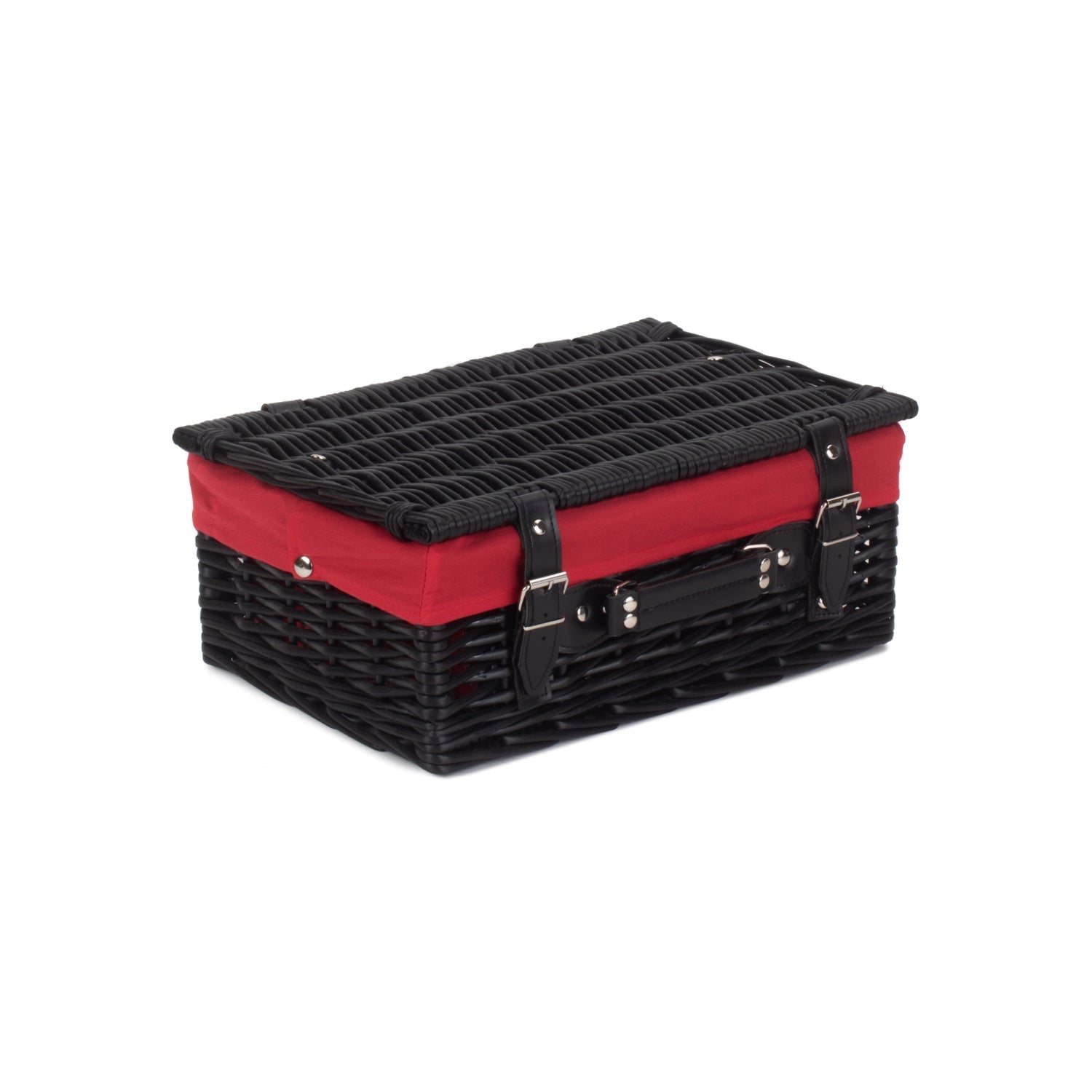 14 Inch Black Willow Hamper with Red Lining - REGN