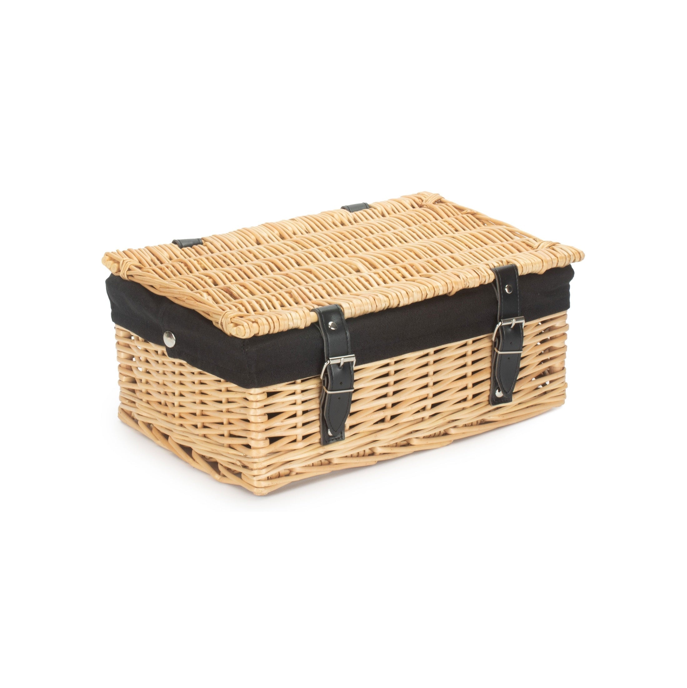 14" Inch Buff Willow Wicker Hamper Basket with Black Lining - REGN