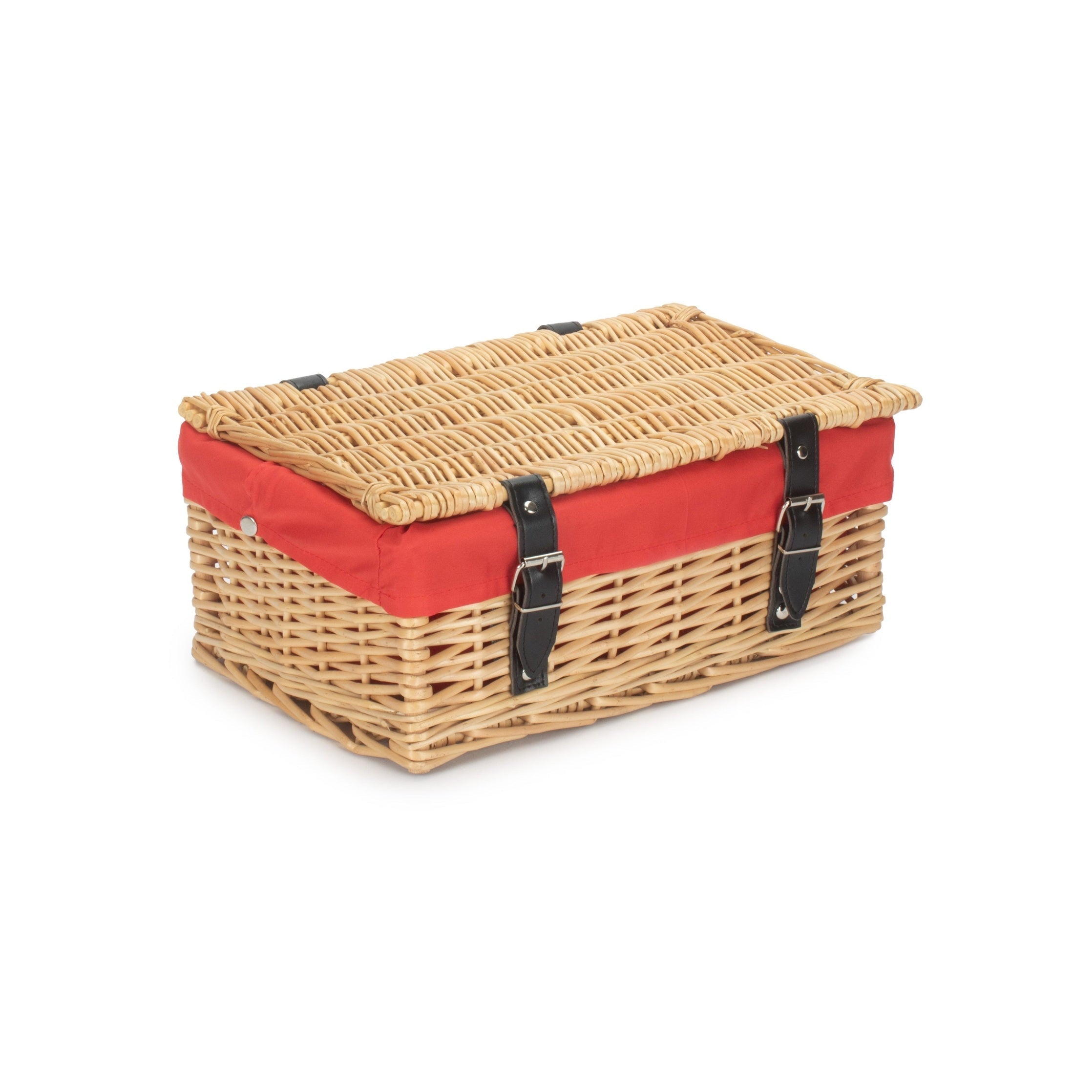 14" Inch Buff Willow Wicker Hamper Basket with Red Lining - REGN