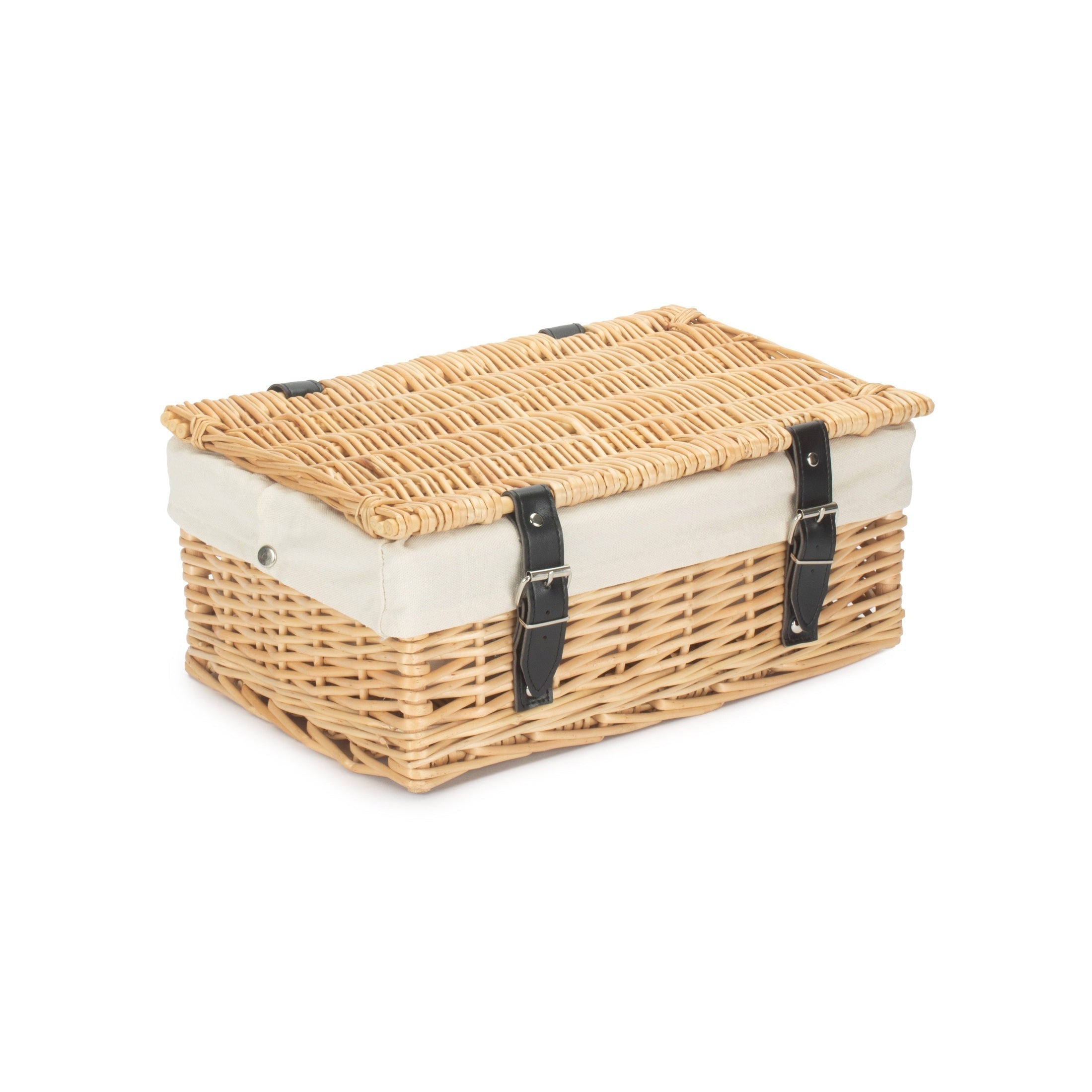 14" Inch Buff Willow Wicker Hamper Basket with White Lining - REGN