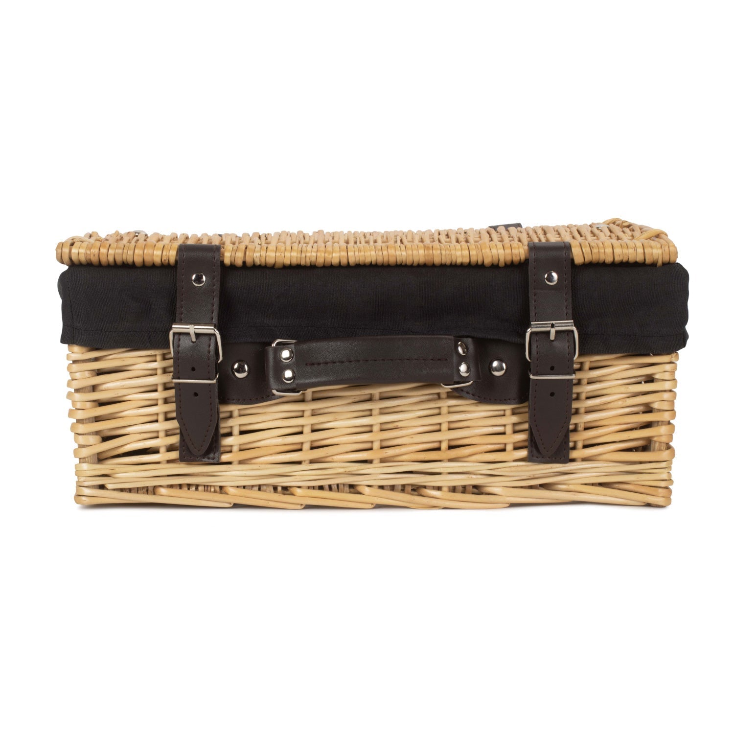 14 Inch Buff Willow Wicker Hamper with Black Lining - REGN