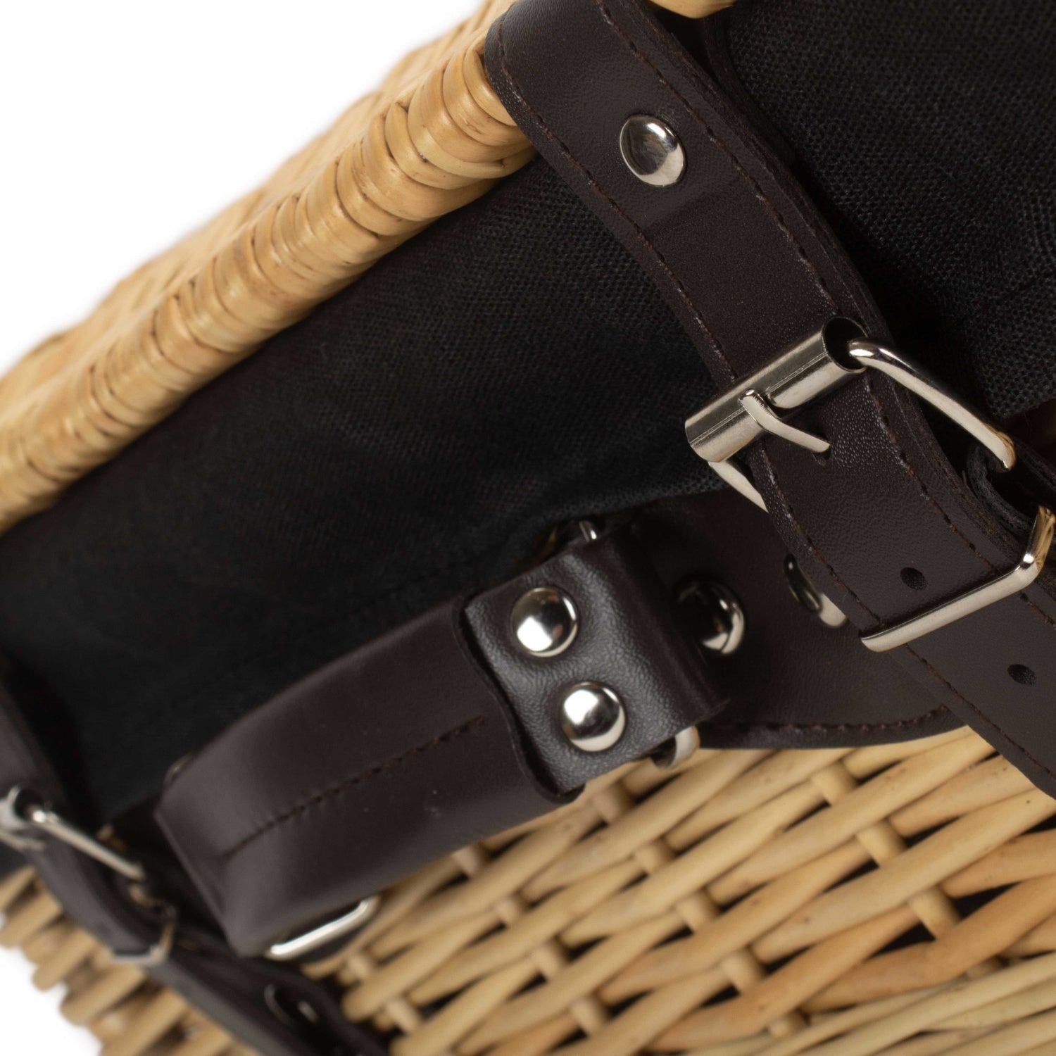 14 Inch Buff Willow Wicker Hamper with Black Lining - REGN