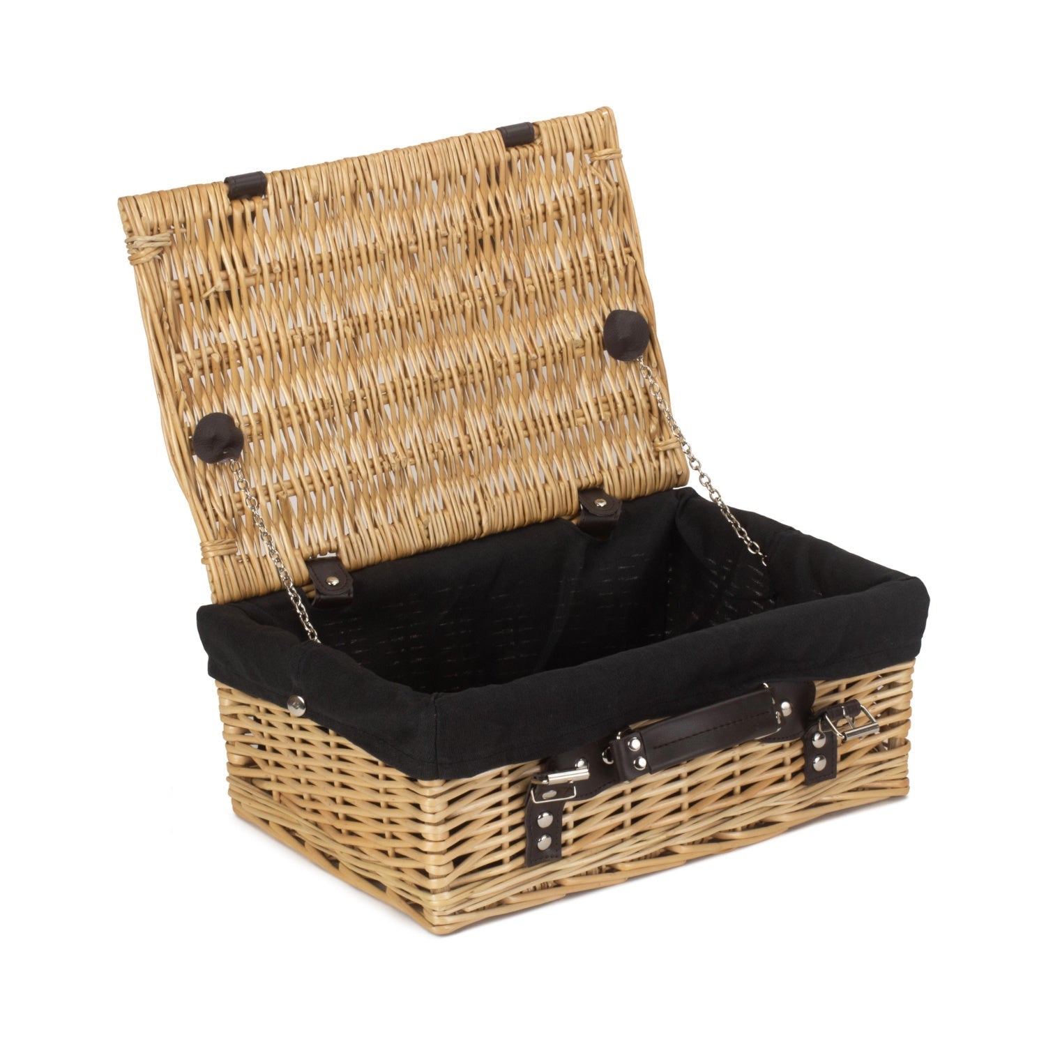 14 Inch Buff Willow Wicker Hamper with Black Lining - REGN