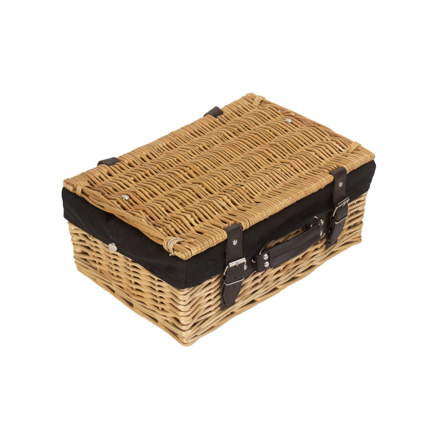 14 Inch Buff Willow Wicker Hamper with Black Lining - REGN