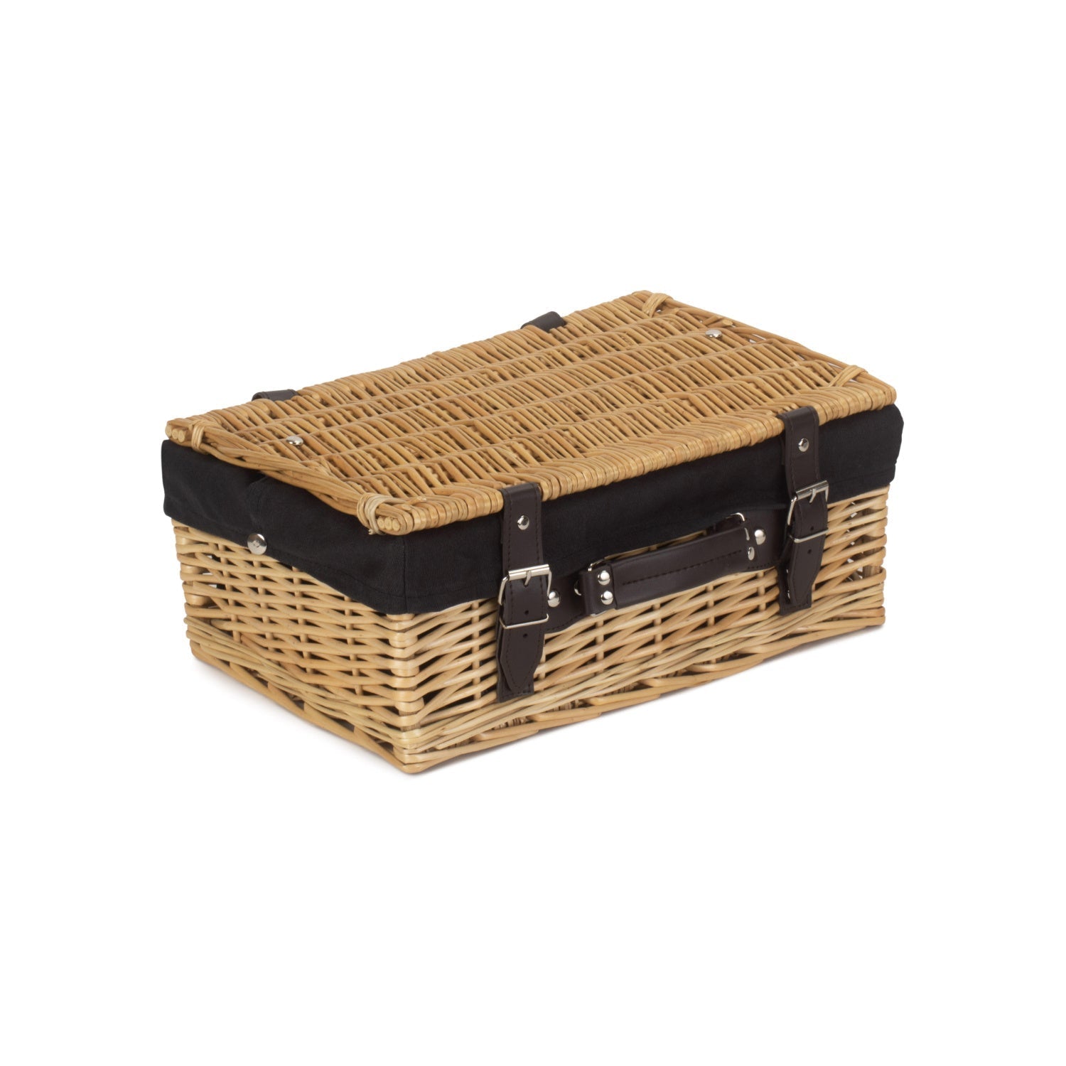 14 Inch Buff Willow Wicker Hamper with Black Lining - REGN