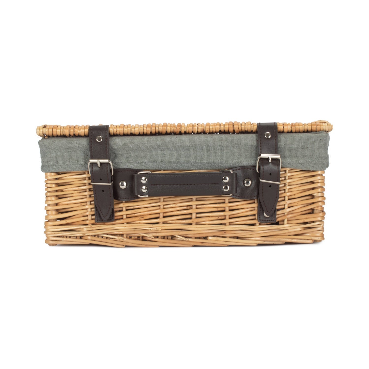 14 Inch Buff Willow Wicker Hamper with Grey Sage Lining - REGN