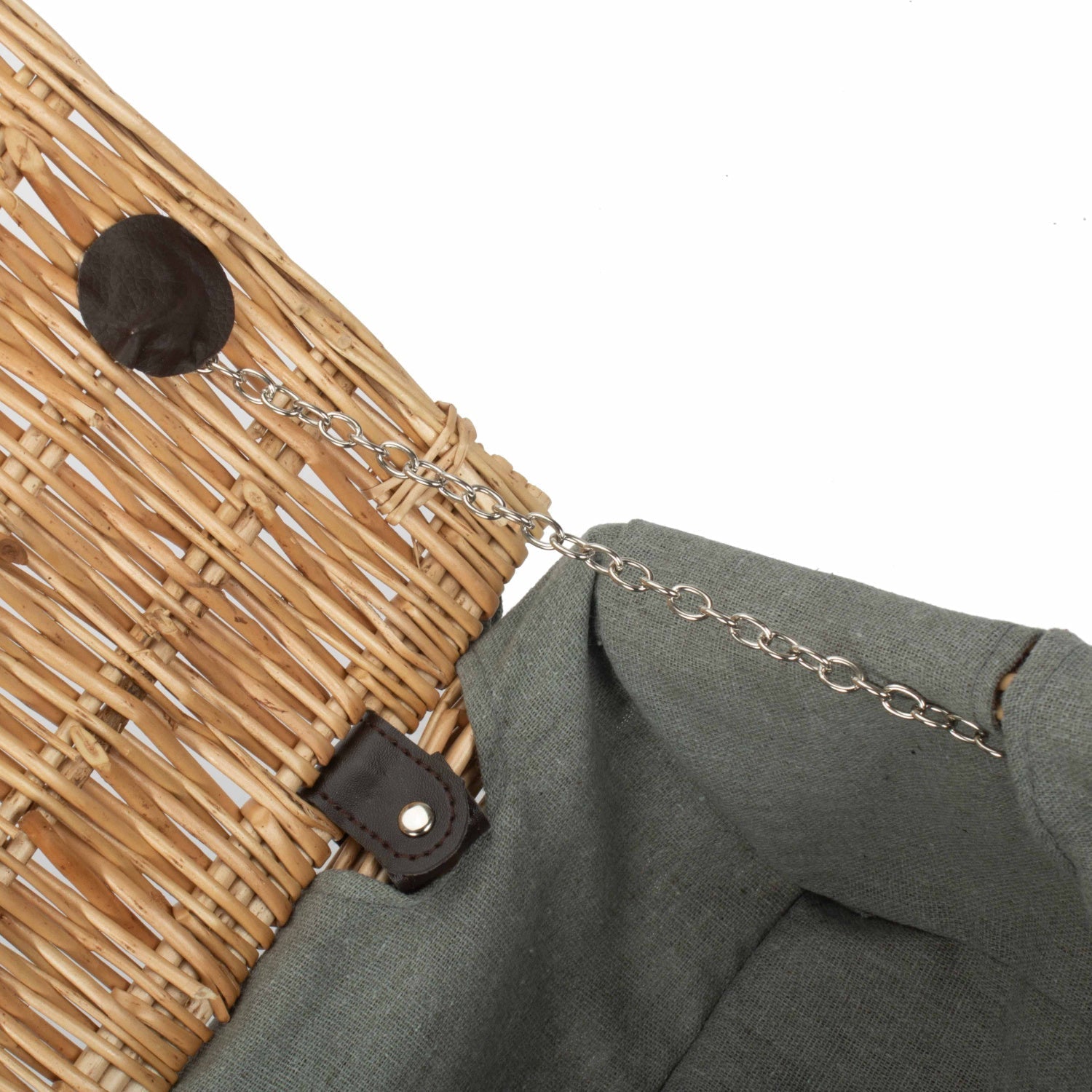 14 Inch Buff Willow Wicker Hamper with Grey Sage Lining - REGN