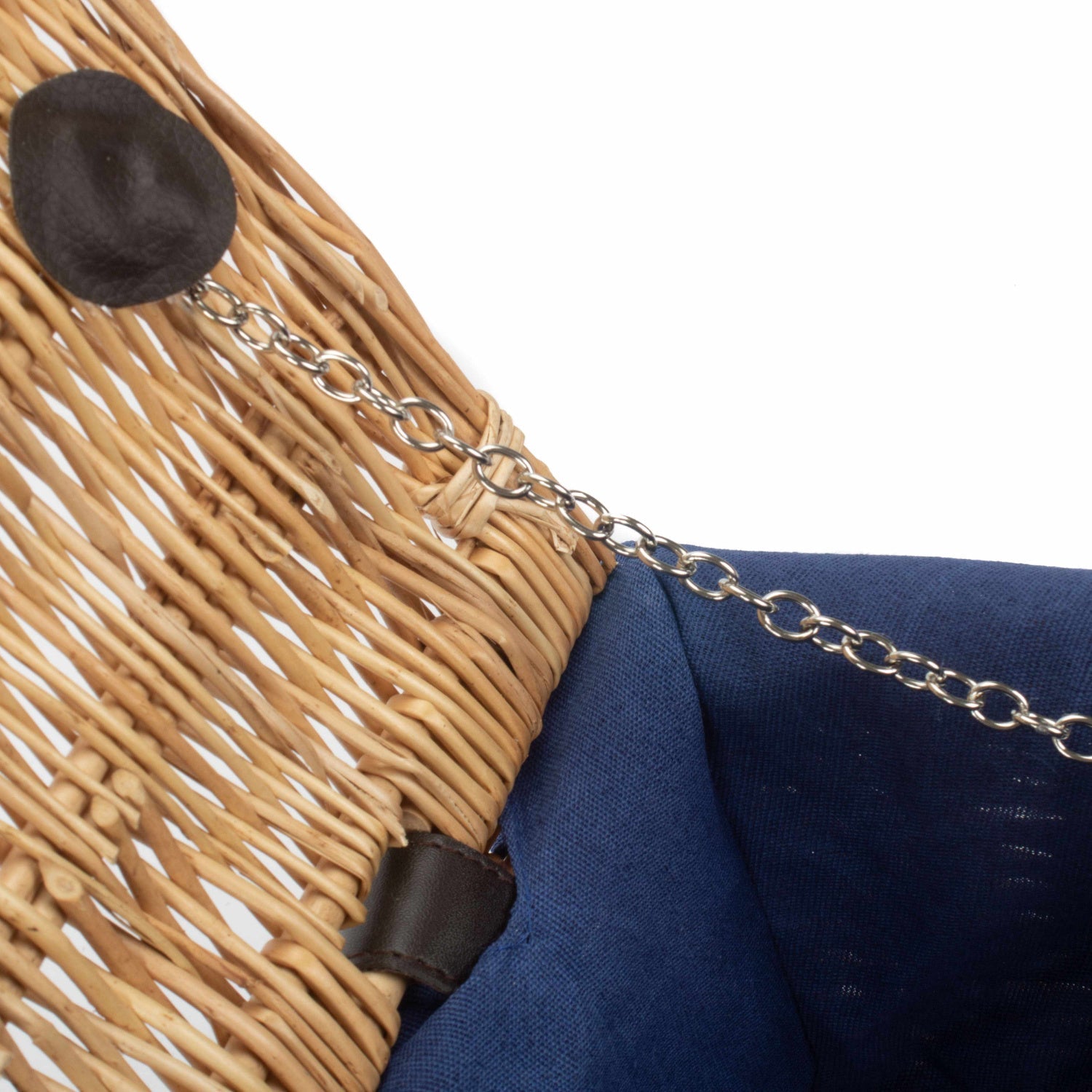 14 Inch Buff Willow Wicker Hamper with Navy Blue Lining - REGN