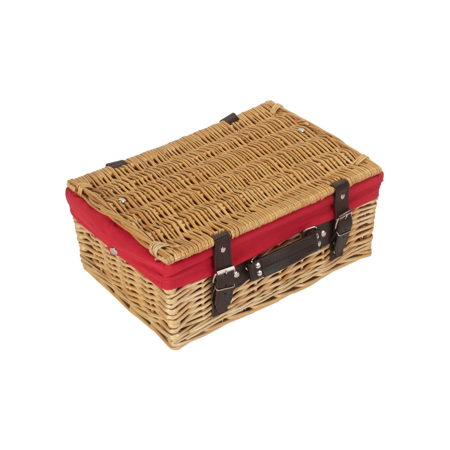 14 Inch Buff Willow Wicker Hamper with Red Lining - REGN