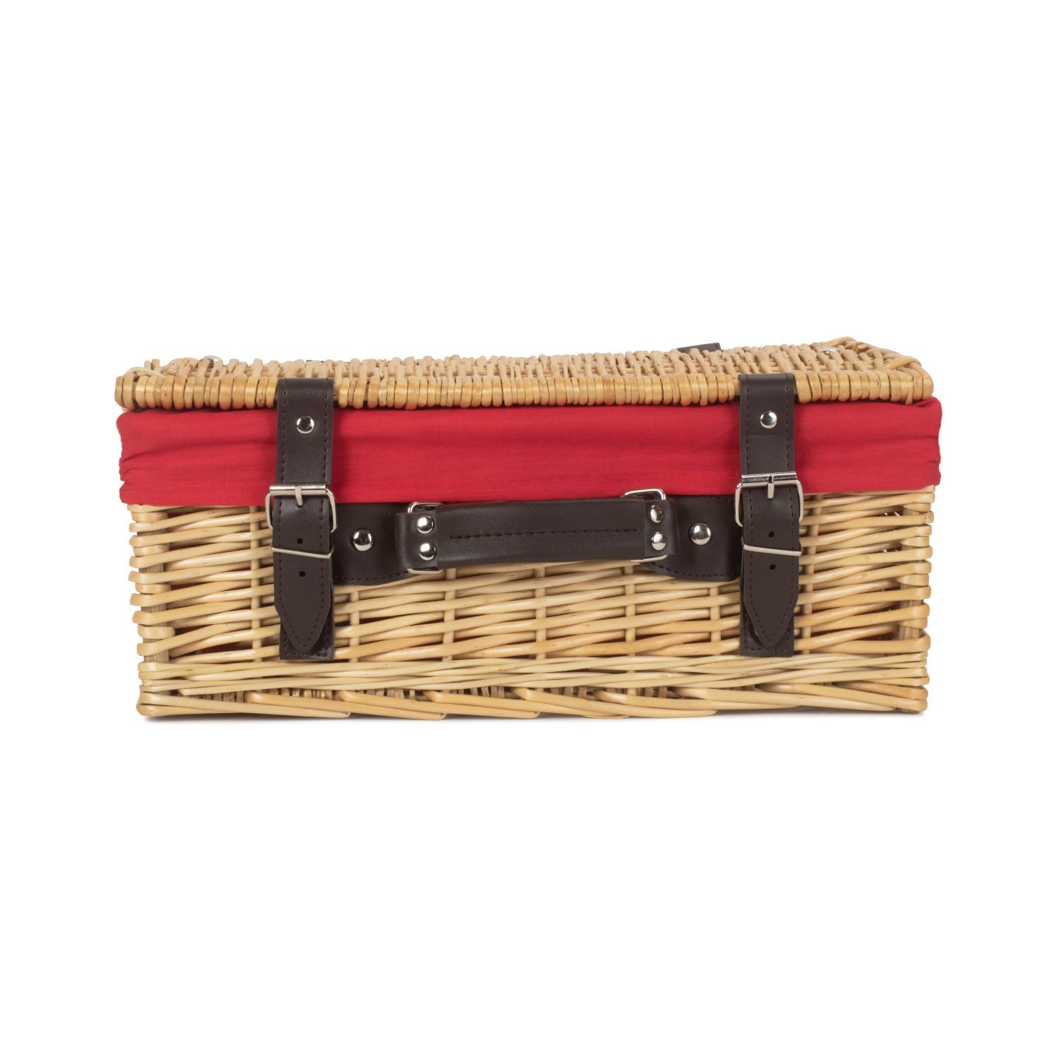 14 Inch Buff Willow Wicker Hamper with Red Lining - REGN