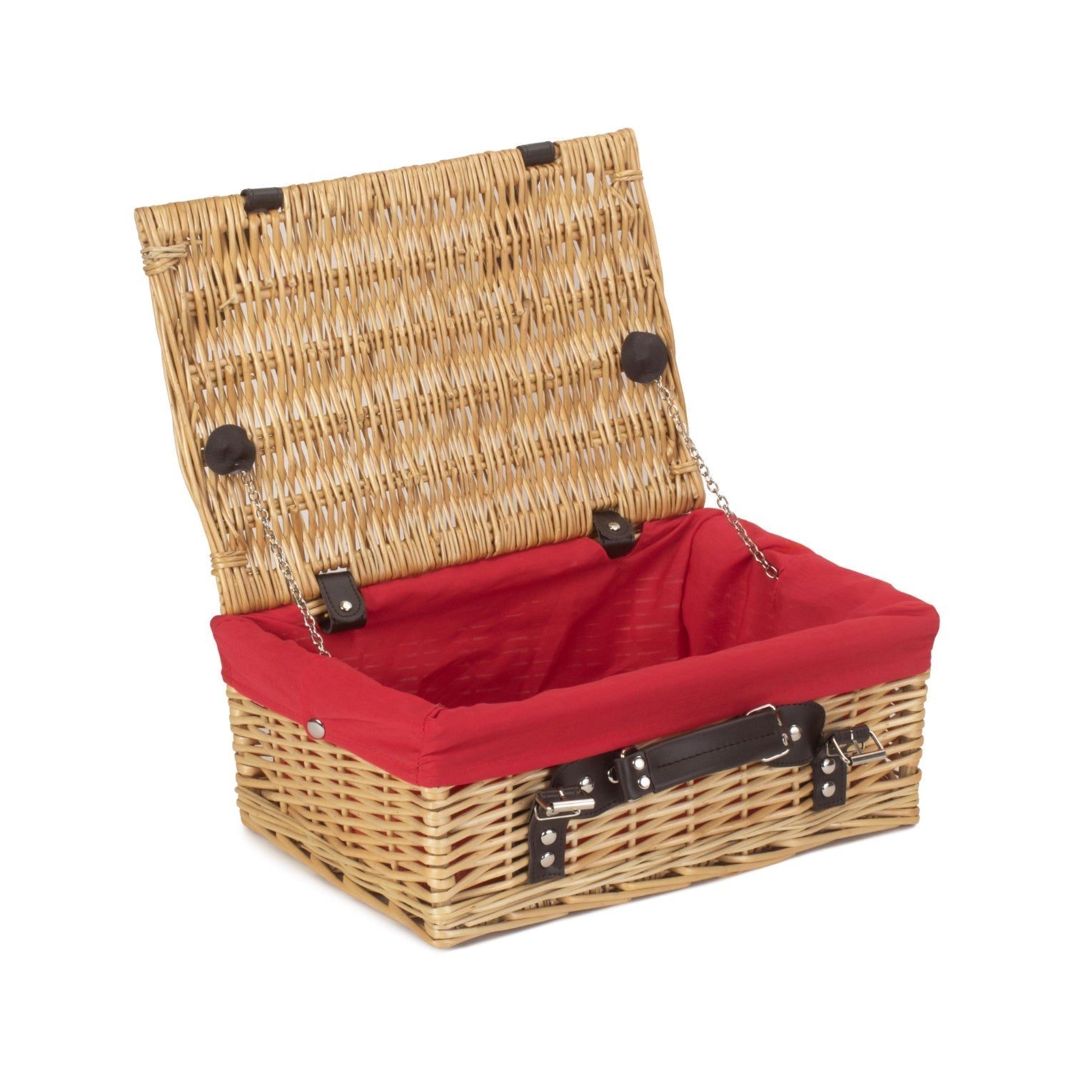 14 Inch Buff Willow Wicker Hamper with Red Lining - REGN