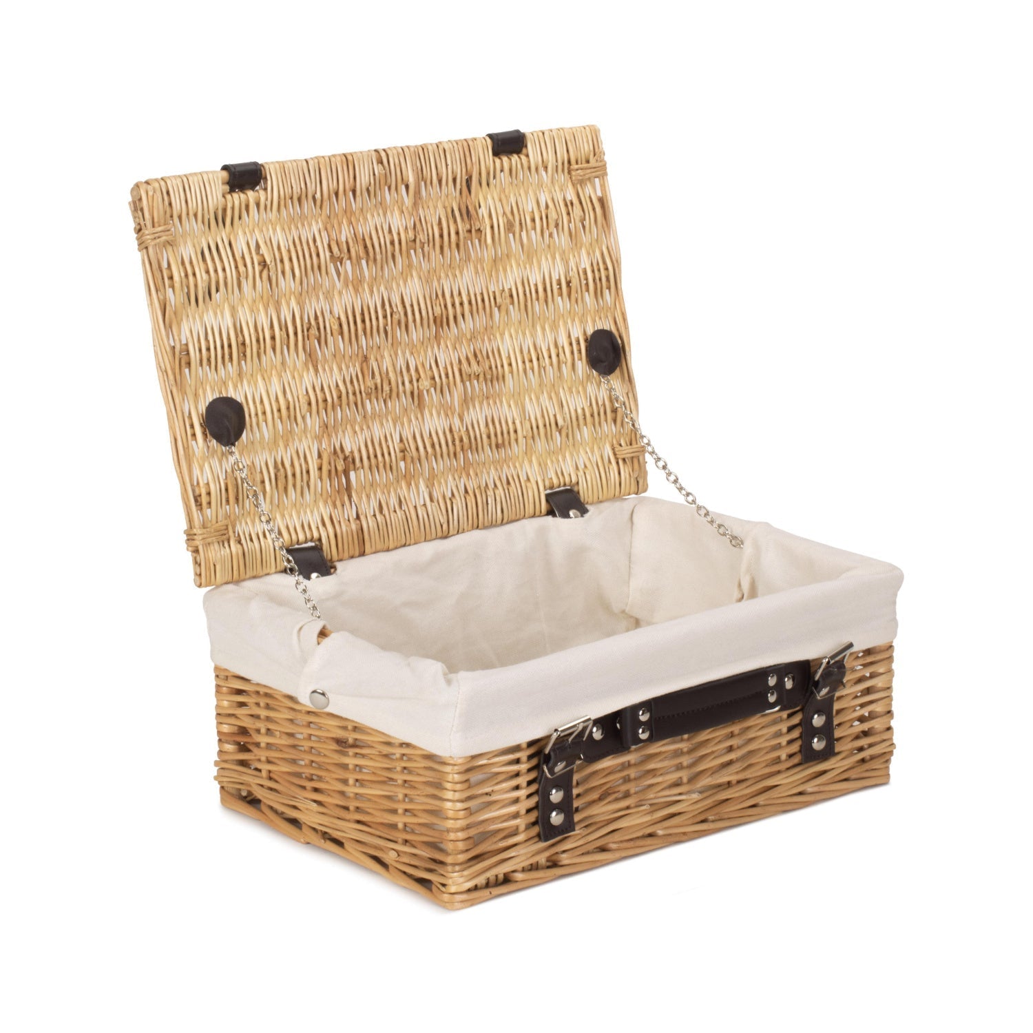 14 Inch Buff Willow Wicker Hamper with White Lining - REGN