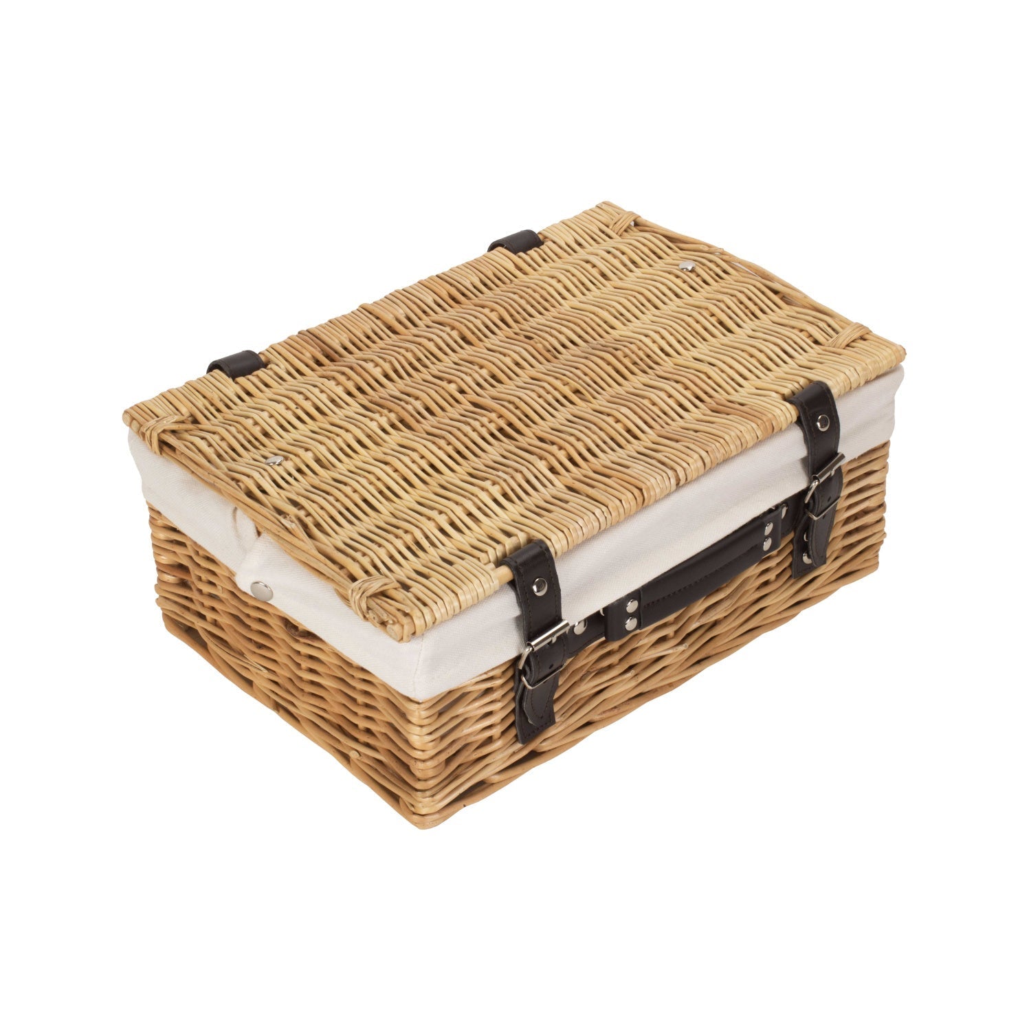 14 Inch Buff Willow Wicker Hamper with White Lining - REGN