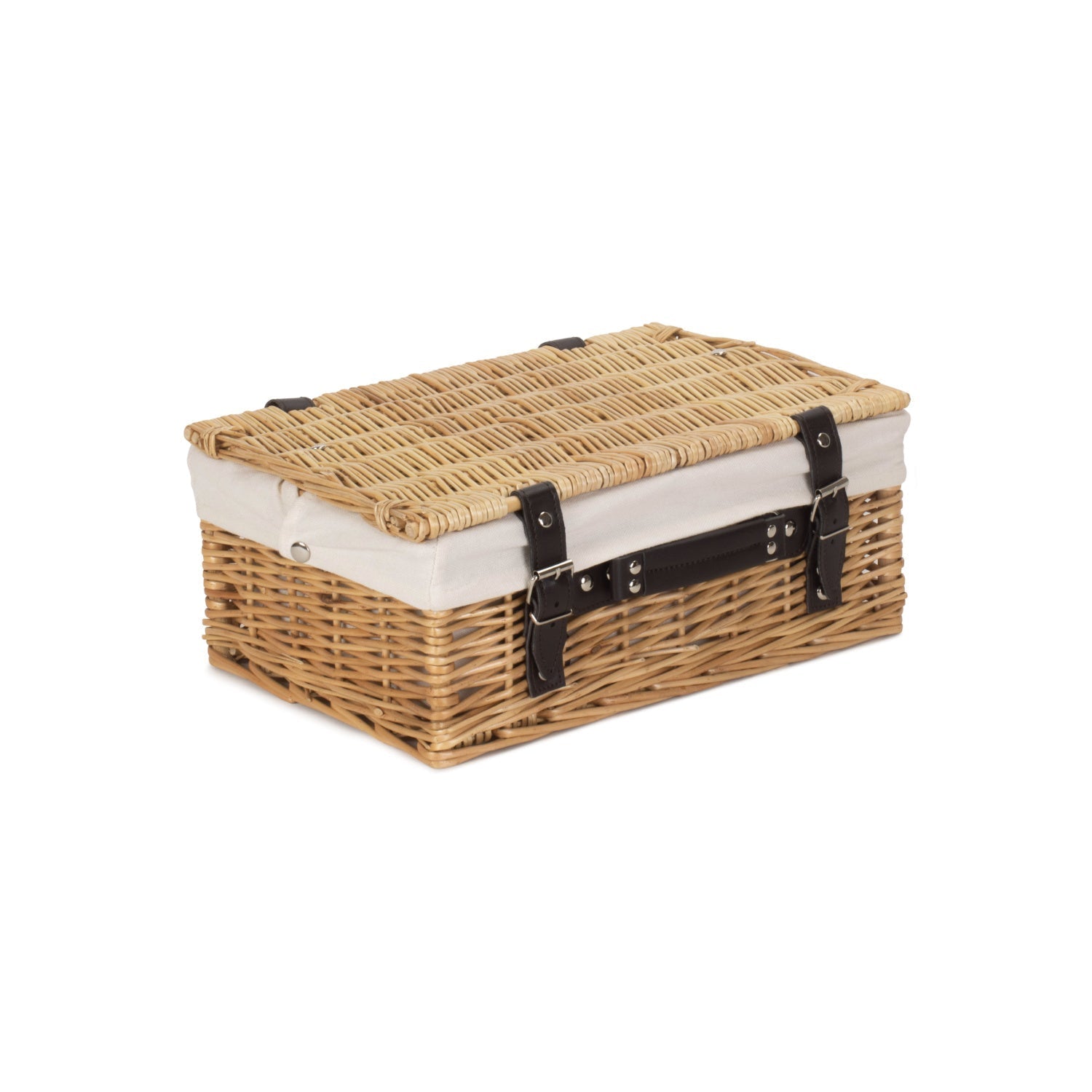 14 Inch Buff Willow Wicker Hamper with White Lining - REGN