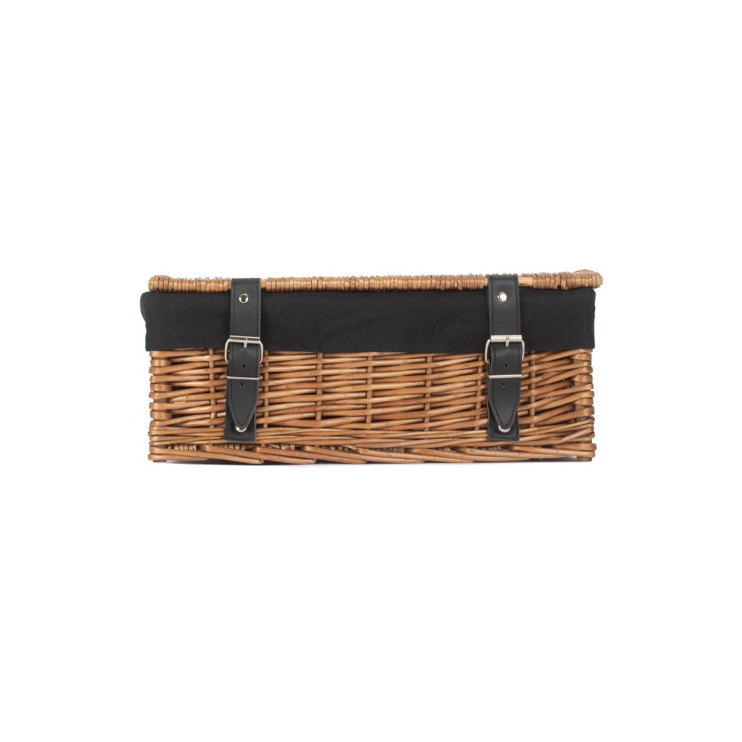 14 Inch Double Steamed Wicker Hamper Basket with Black Lining - REGN