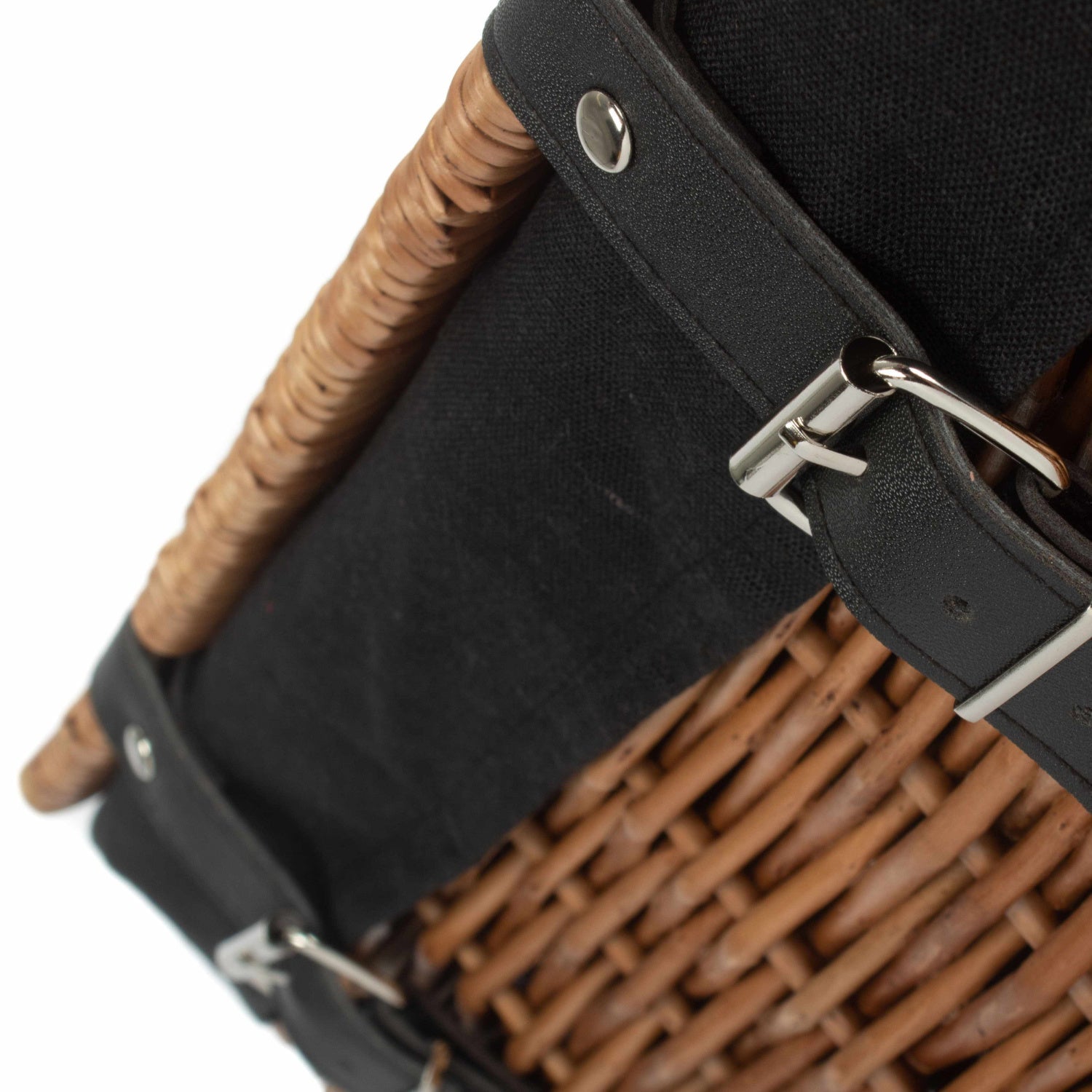 14 Inch Double Steamed Wicker Hamper Basket with Black Lining - REGN
