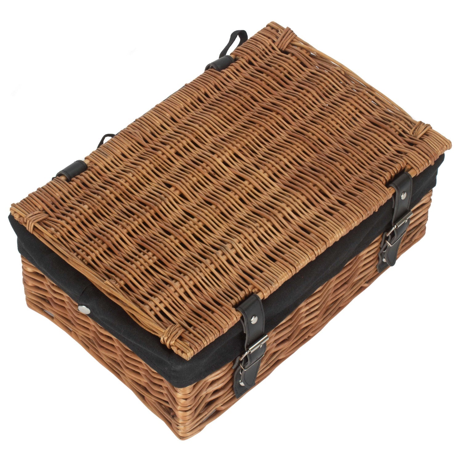 14 Inch Double Steamed Wicker Hamper Basket with Black Lining - REGN