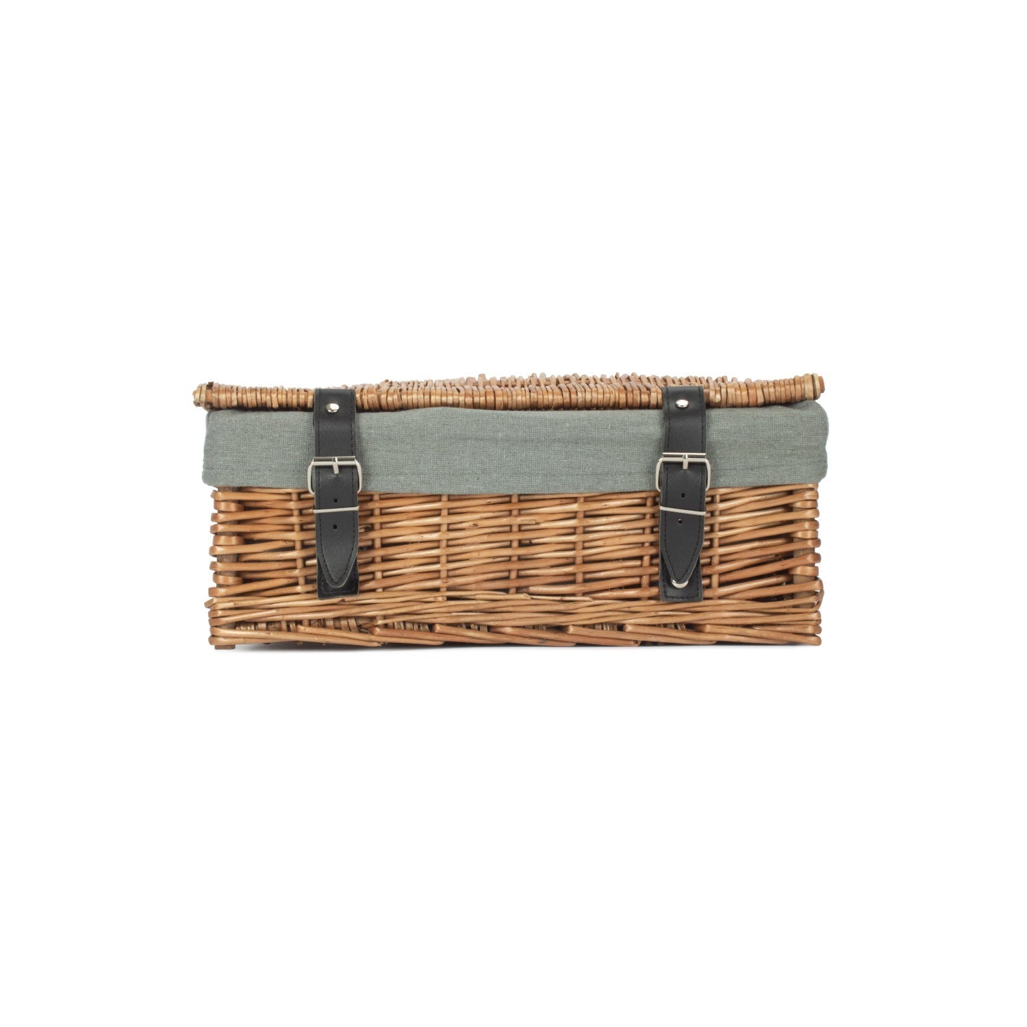 14 Inch Double Steamed Wicker Hamper Basket with Grey Sage Lining - REGN
