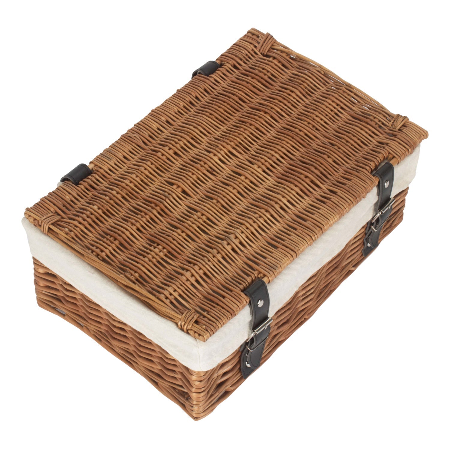 14 Inch Double Steamed Wicker Hamper Basket with White Lining - REGN
