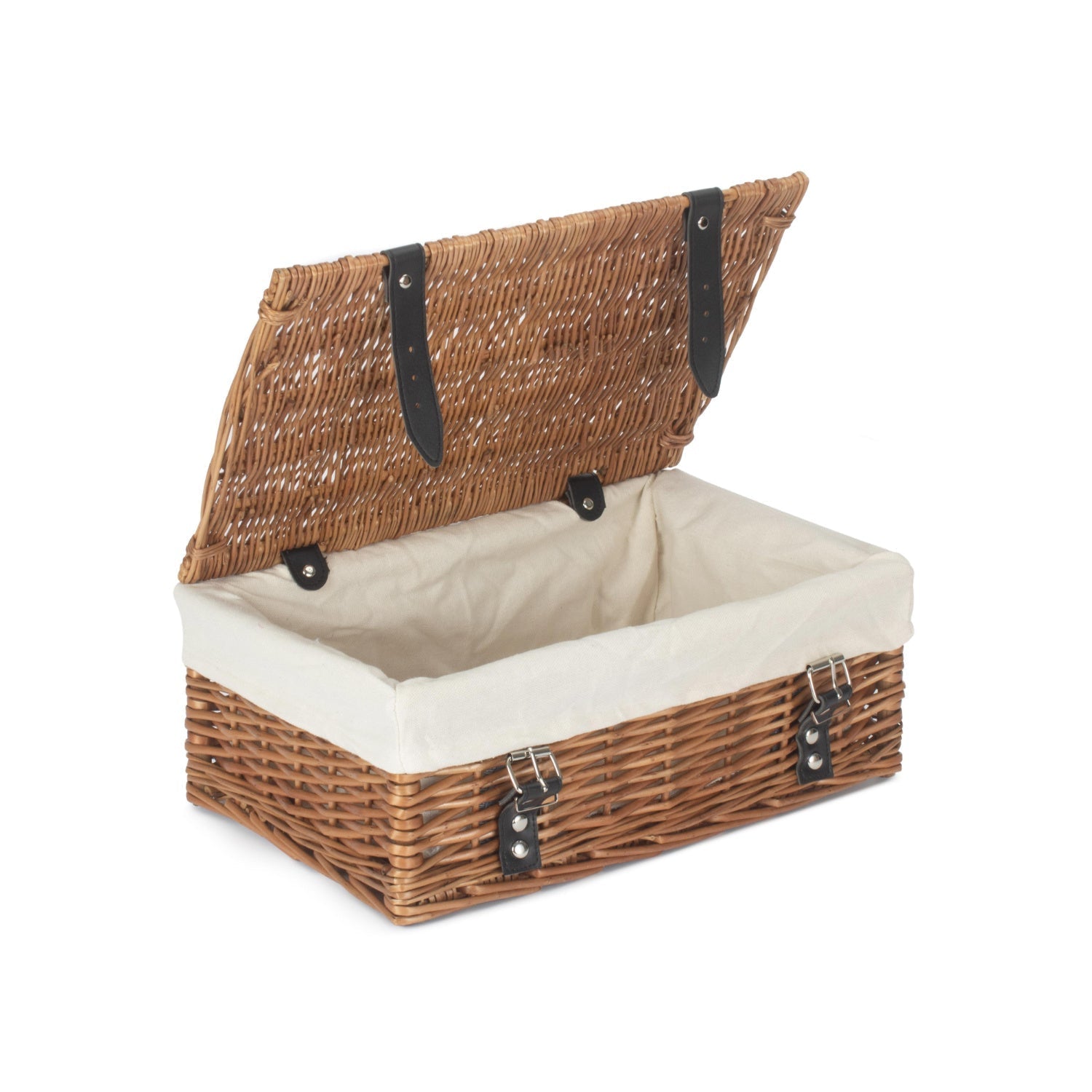14 Inch Double Steamed Wicker Hamper Basket with White Lining - REGN