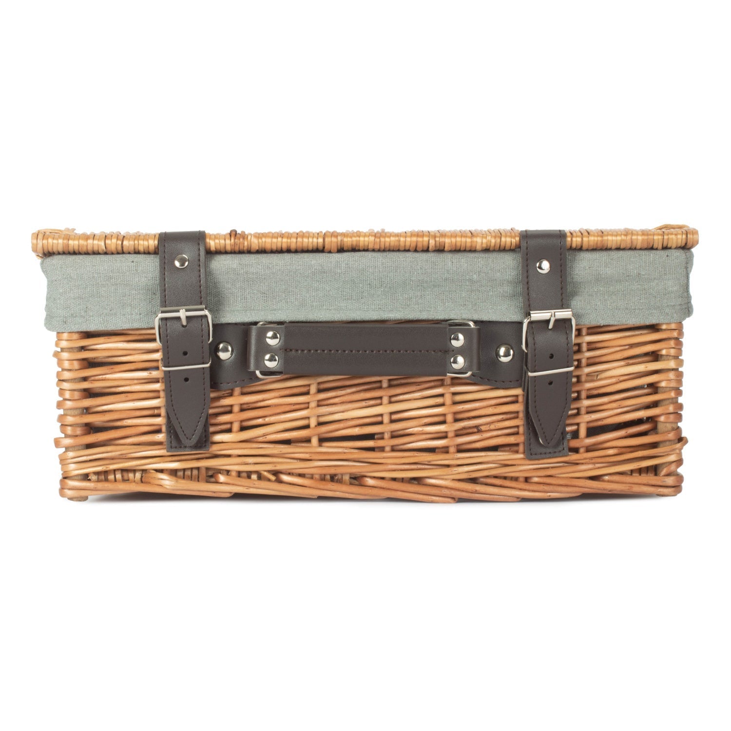 14 Inch Double Steamed Willow Hamper with Grey Sage Lining - REGN