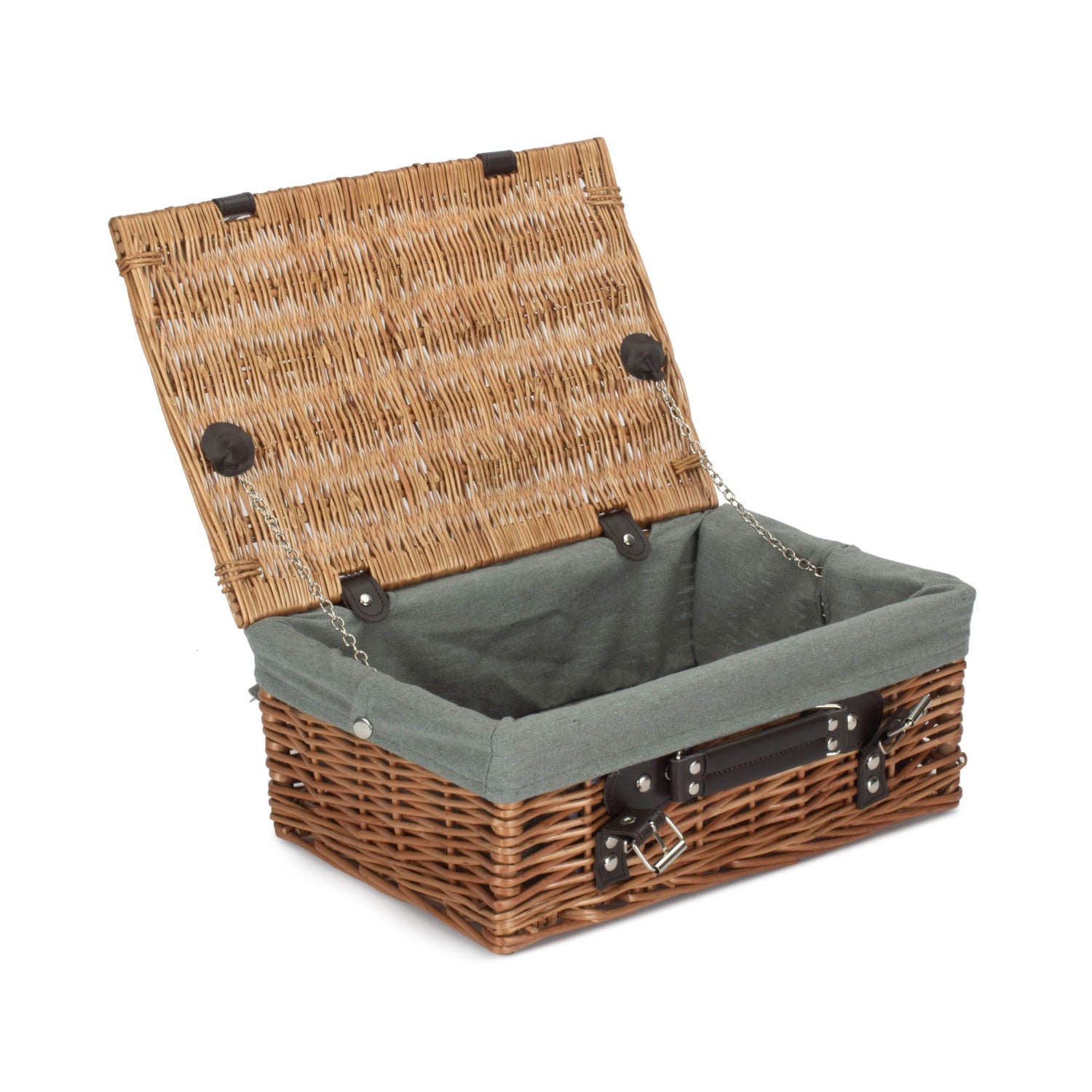 14 Inch Double Steamed Willow Hamper with Grey Sage Lining - REGN