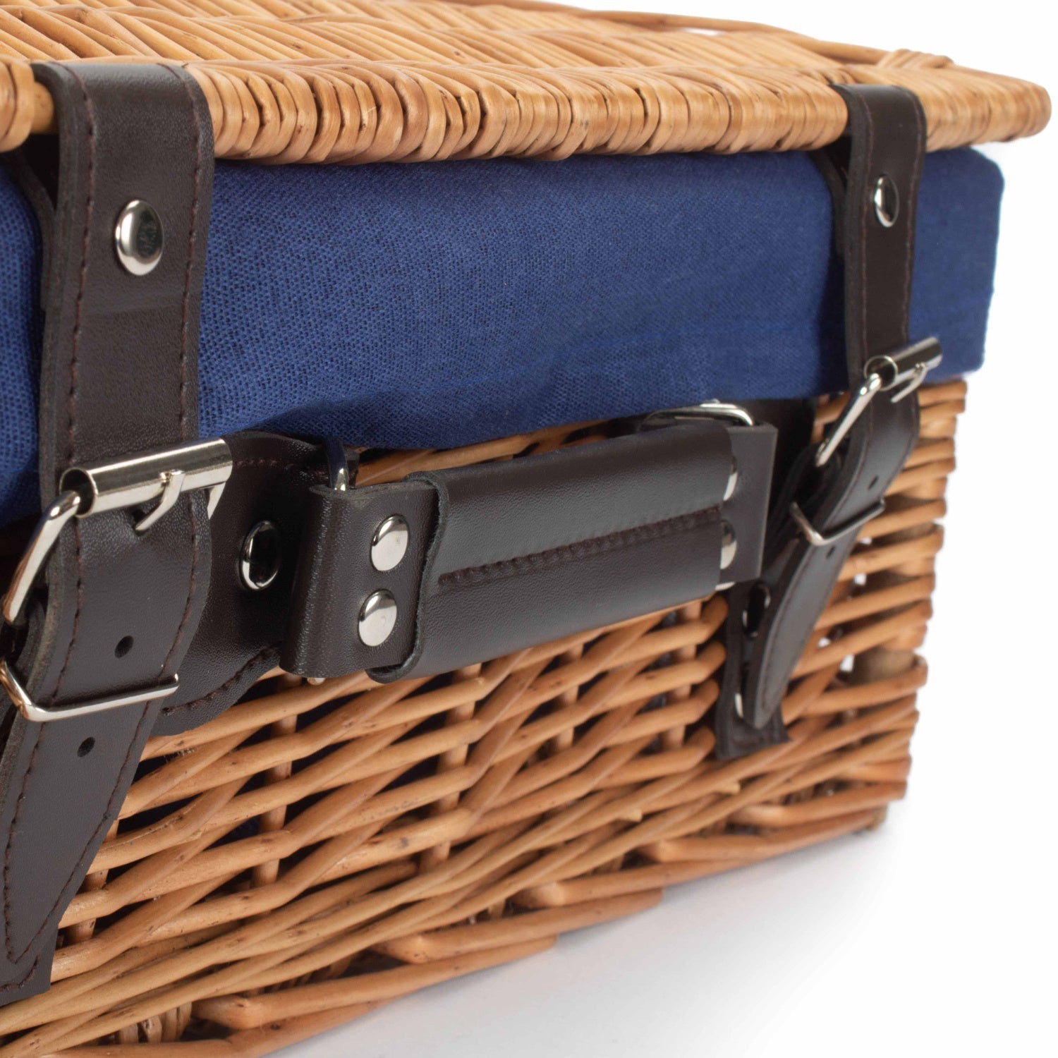 14 Inch Double Steamed Willow Hamper with Navy Blue Lining - REGN