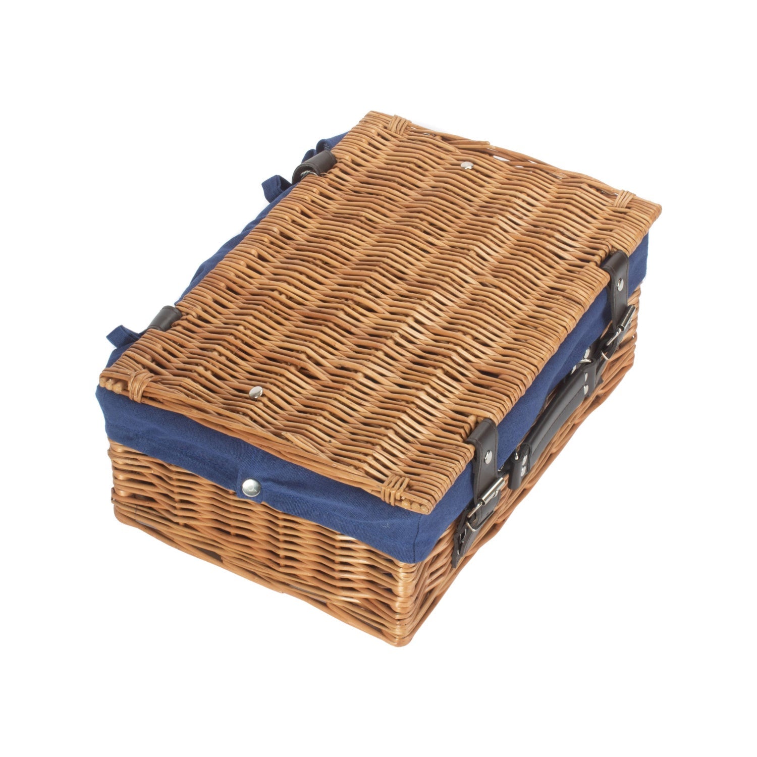 14 Inch Double Steamed Willow Hamper with Navy Blue Lining - REGN