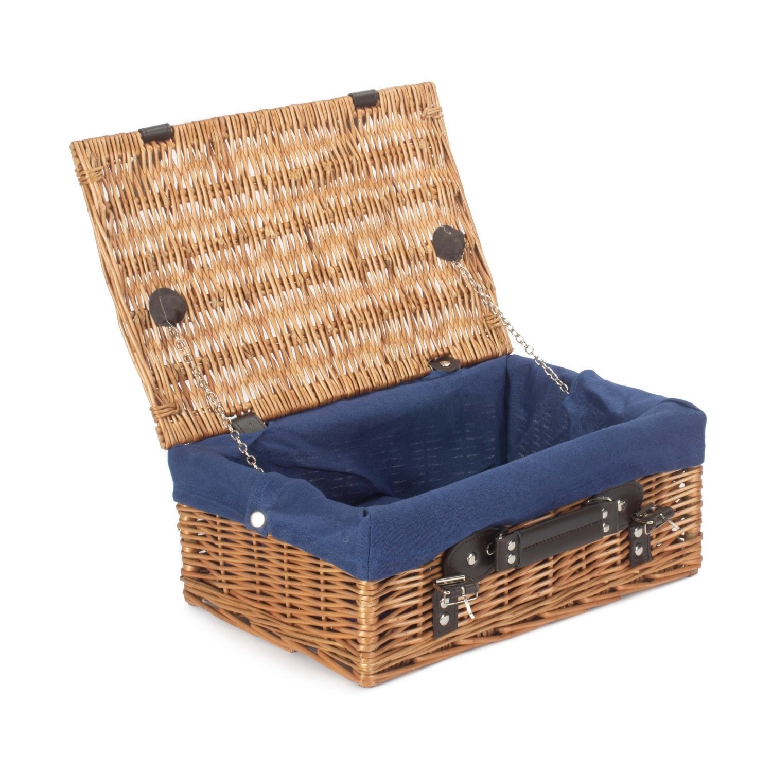14 Inch Double Steamed Willow Hamper with Navy Blue Lining - REGN