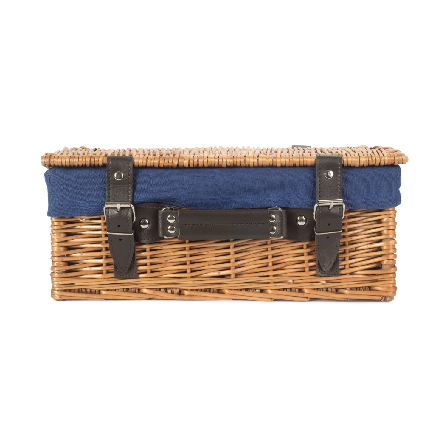 14 Inch Double Steamed Willow Hamper with Navy Blue Lining - REGN