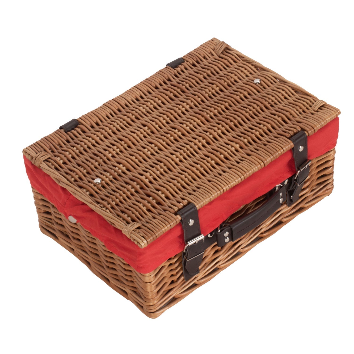 14 Inch Double Steamed Willow Hamper with Red Lining - REGN