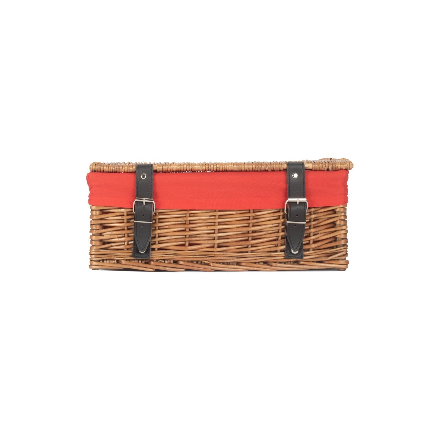 14 Inch Empty Double Steamed Wicker Hamper Basket with Red Lining - REGN