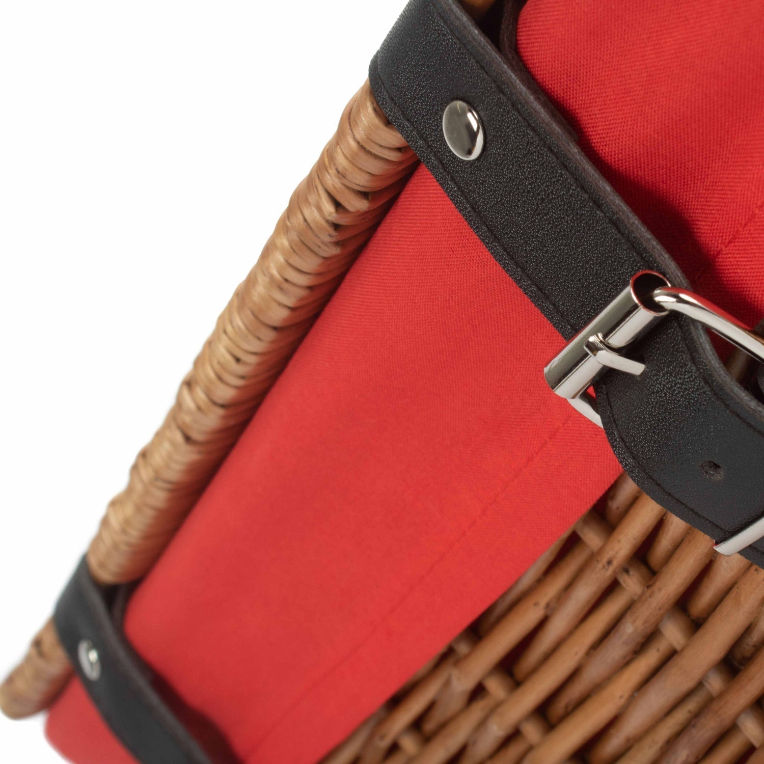 14 Inch Empty Double Steamed Wicker Hamper Basket with Red Lining - REGN