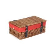 14 Inch Empty Double Steamed Wicker Hamper Basket with Red Lining - REGN