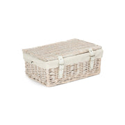 14 Inch Empty White Wash Wicker Hamper Basket with White Lining - REGN