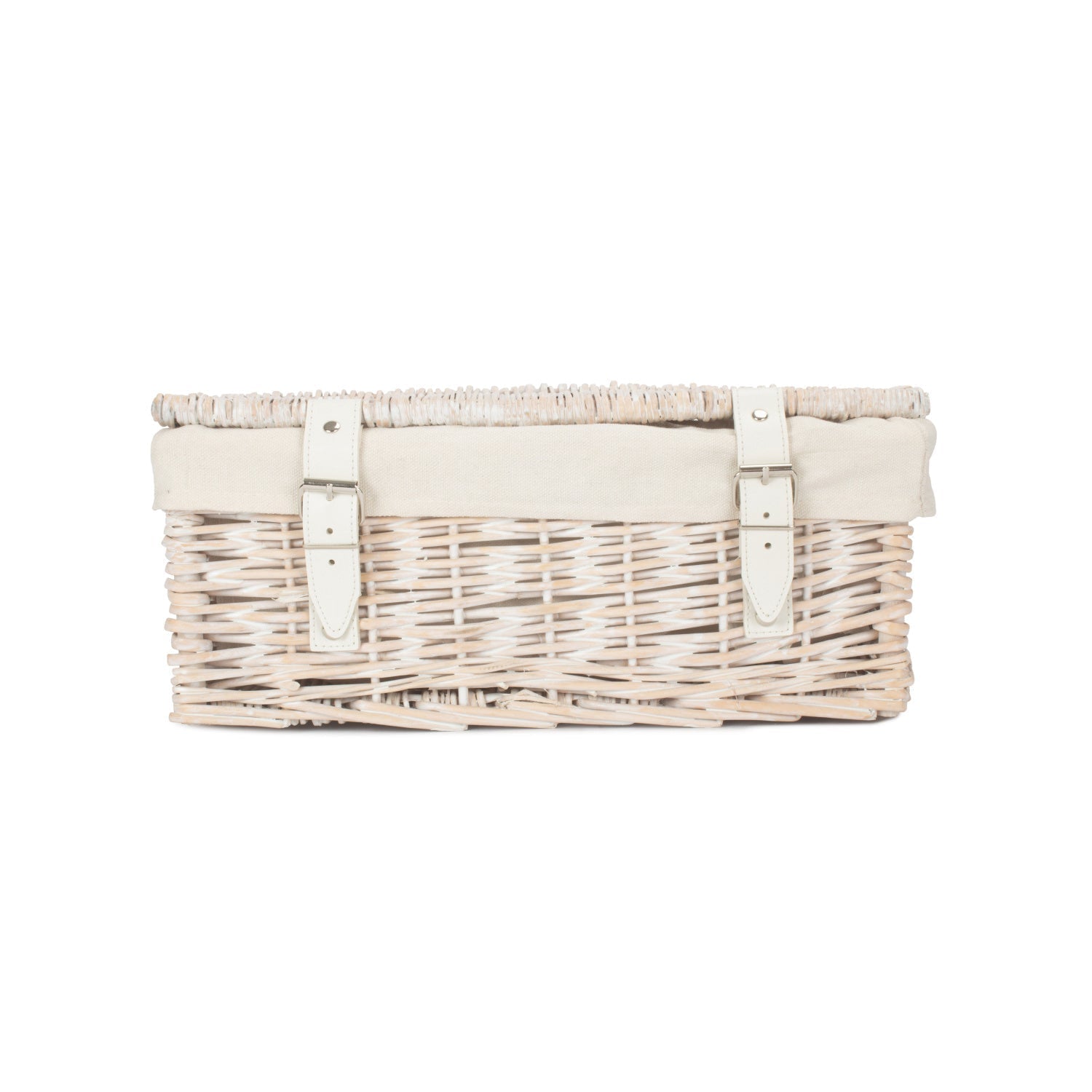 14 Inch Empty White Wash Wicker Hamper Basket with White Lining - REGN