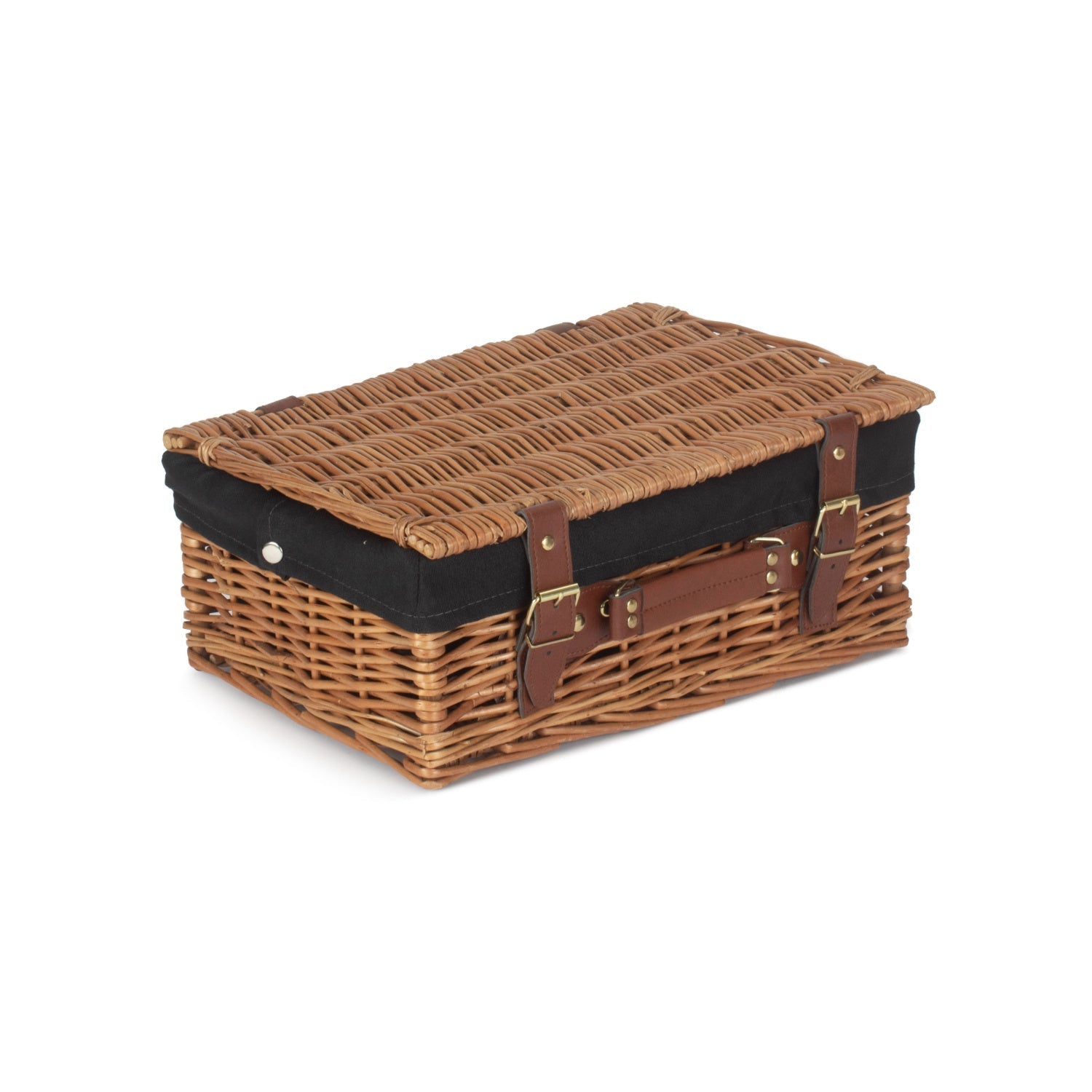 14 Inch Light Steamed Willow Hamper with Black Lining - REGN